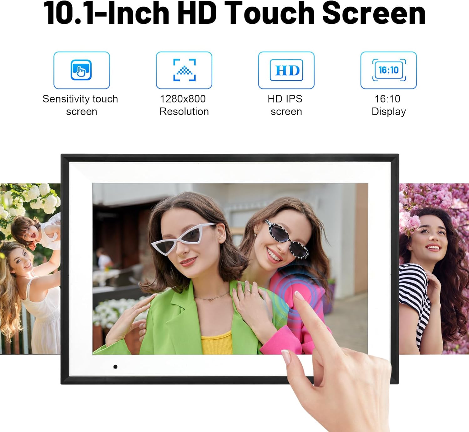Digital Picture Frame 10.1 Inch WiFi Digital Photo Frame IPS HD Touch Screen Smart Cloud Photo Frame with 32GB Storage, Auto-Rotate, Easy Setup to Share Photos or Videos Remotely via AiMOR APP (Black) - Image 3