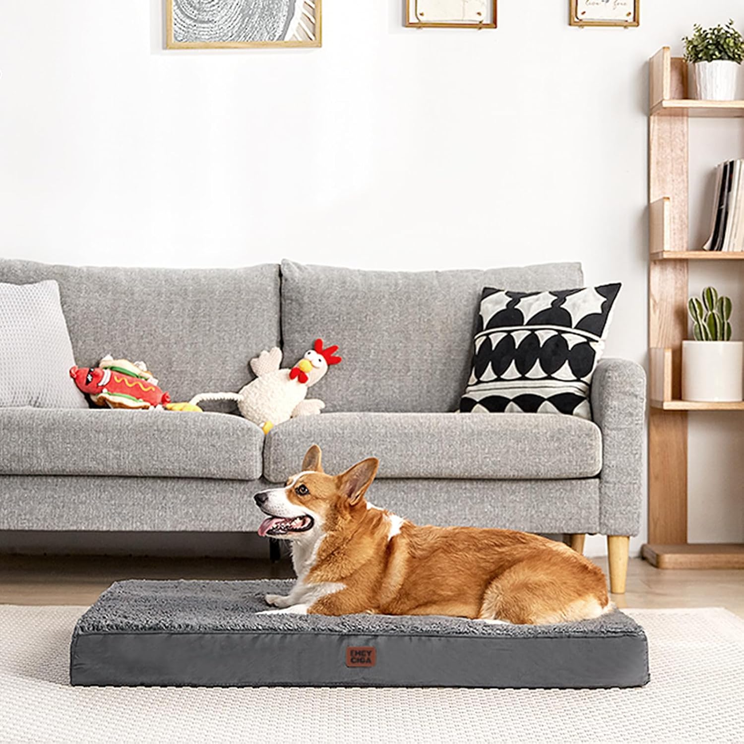 EHEYCIGA Orthopedic XL Dog Beds for Extra Large Dogs with Removable Washable Cover for Crate, Grey, 41x27 - Image 9