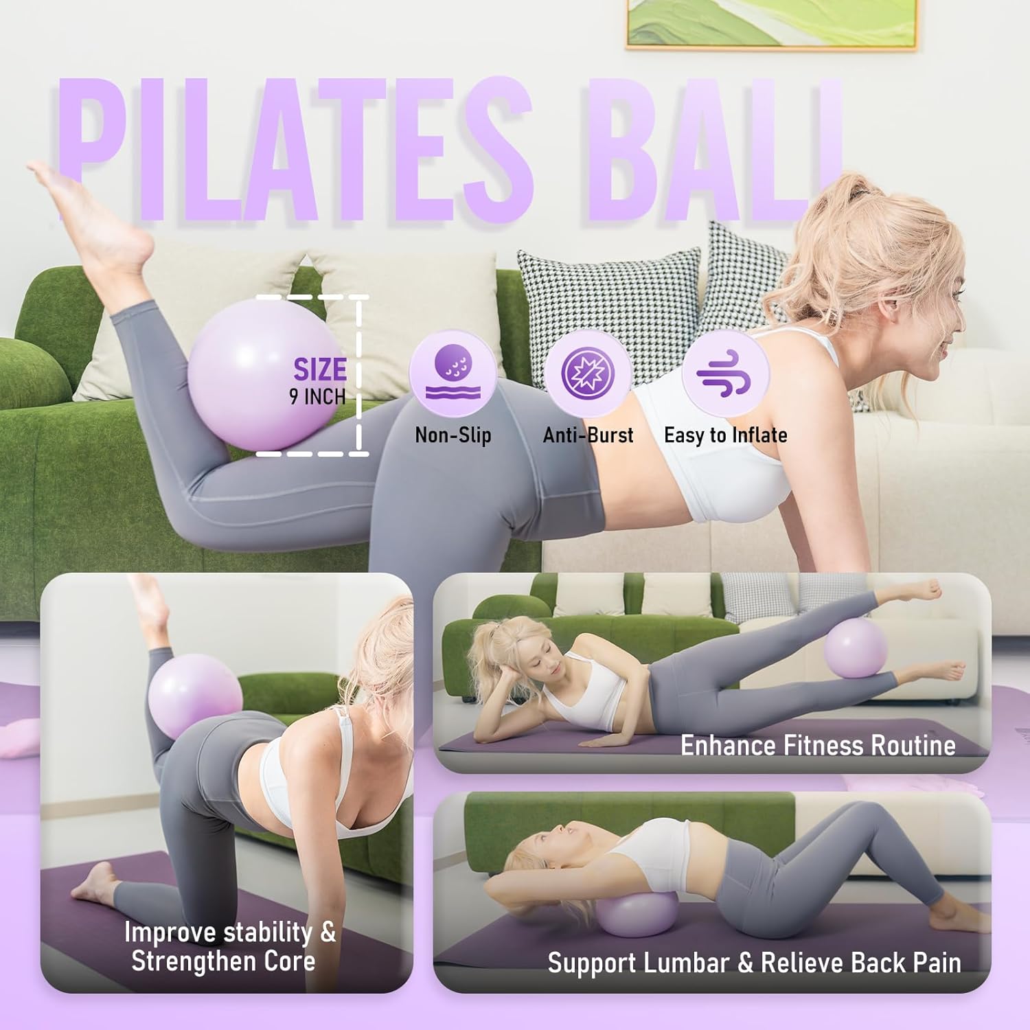 Pilates Ring Kit for Women, Pilates Equipment – 14.5" Home Magic Circle Workout with Pilates Ball, Resistance Bands, Better me Pilates Essentials Starter Set for Beginners Toning Shape Full Body - Image 4