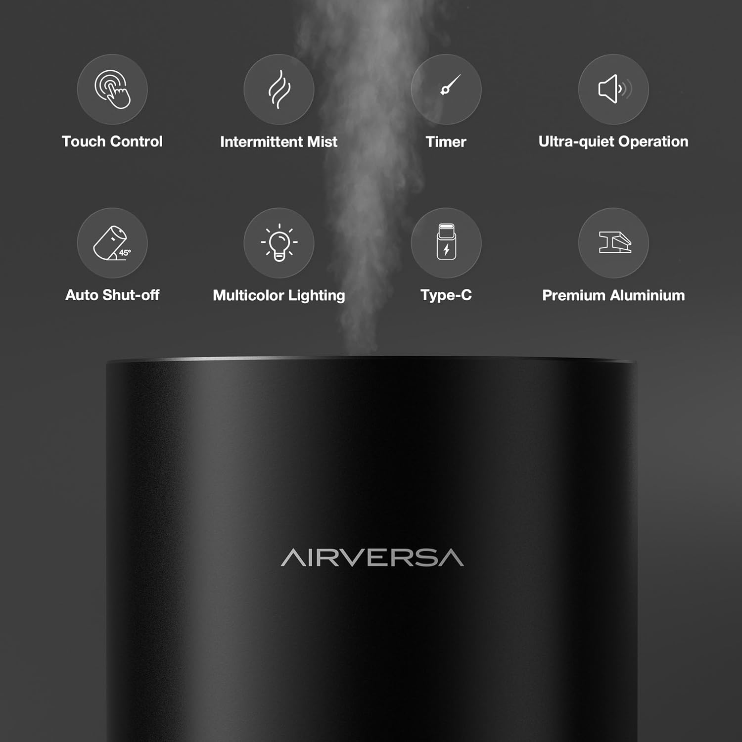Airversa Waterless Essential Oil Diffuser for Home Room Desk Car Air Freshener Diffuser, Up to 600 sq ft, Battery Operated, Mist Level and Timer Settings, 100mL Capacity, Cold Air, RD1 Black - Image 5