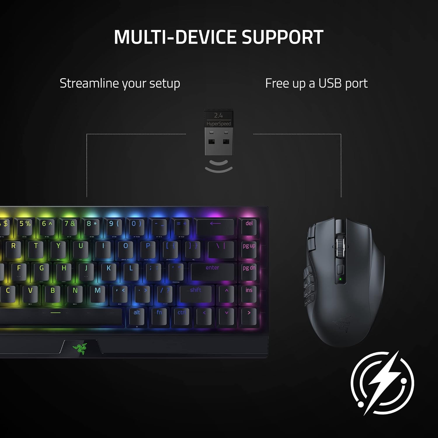 Razer Naga V2 HyperSpeed Wireless MMO Gaming Mouse: 19 Programmable Buttons - HyperScroll Technology - Focus Pro 30K Optical Sensor - Mechanical Mouse Switches Gen-2 - Up to 400 Hr Battery Life - Image 6
