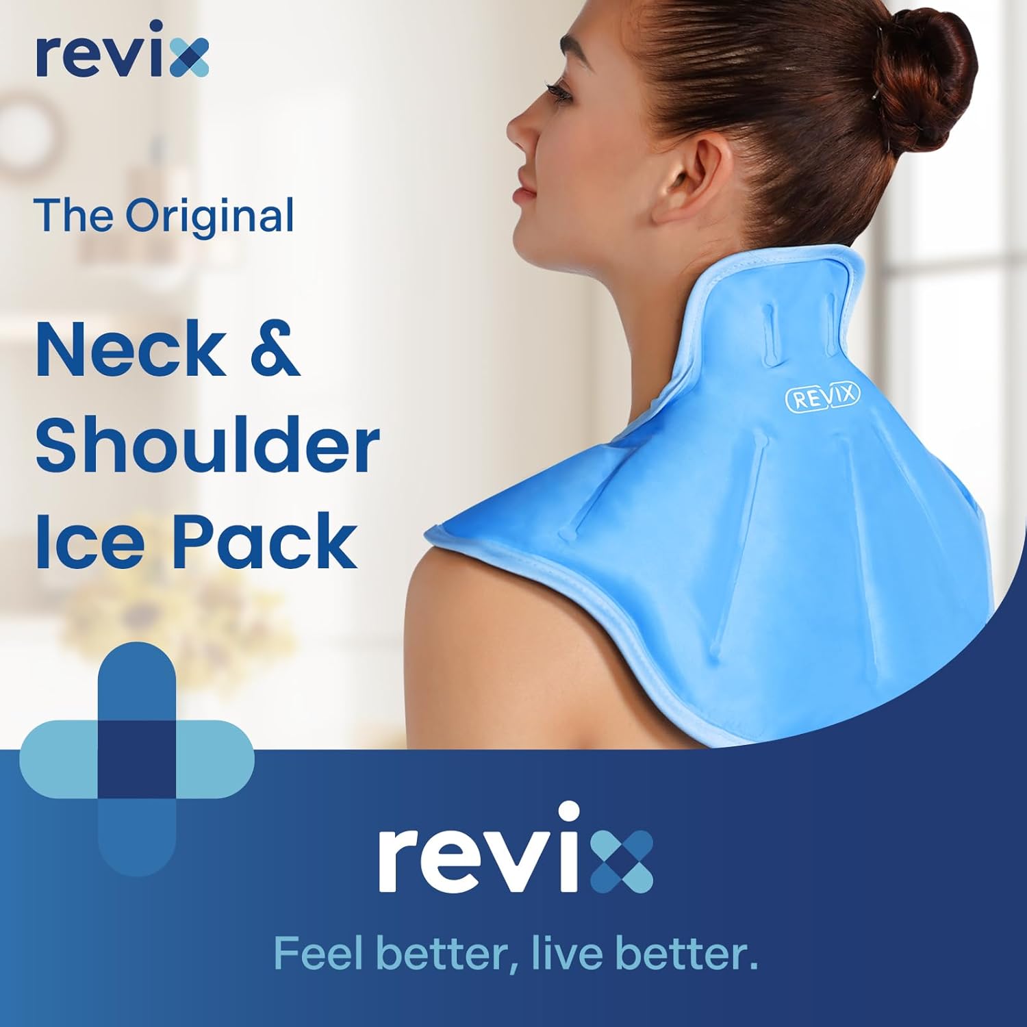 REVIX Ice Pack for Neck and Shoulders Upper Back Discomfort, Large Neck Ice Pack Wrap with Soft Plush Lining, Reusable Gel Cold Compress for Post-Workout Recovery, Blue - Image 2