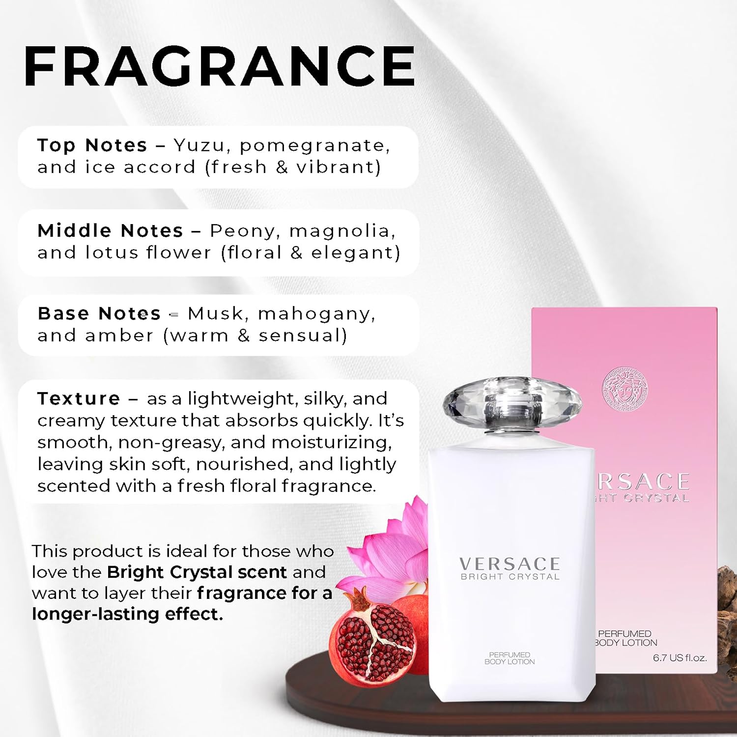 Versace Bright Crystal Perfumed Body Lotion for Women – 6.7 Ounces - Image 5