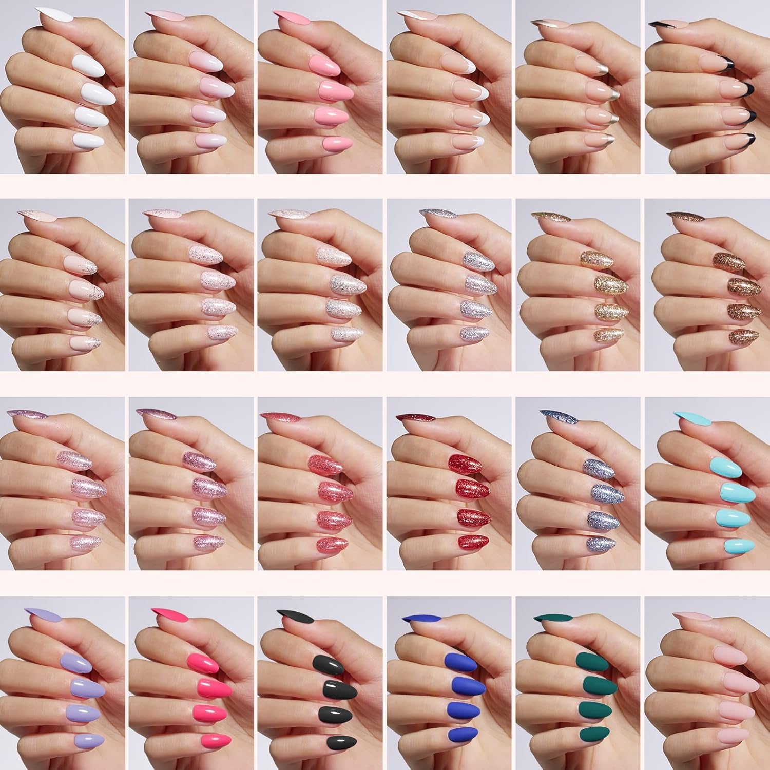 Beetles Press on Nails Kit 720Pcs 24 Colors, Short Almond Press on Nails Glossy Matte Glitter With Nail Glue & Nail Tabs Stickers, Natural Fit Lightweight Fake Nails Kit Art For Women Girls - Image 2