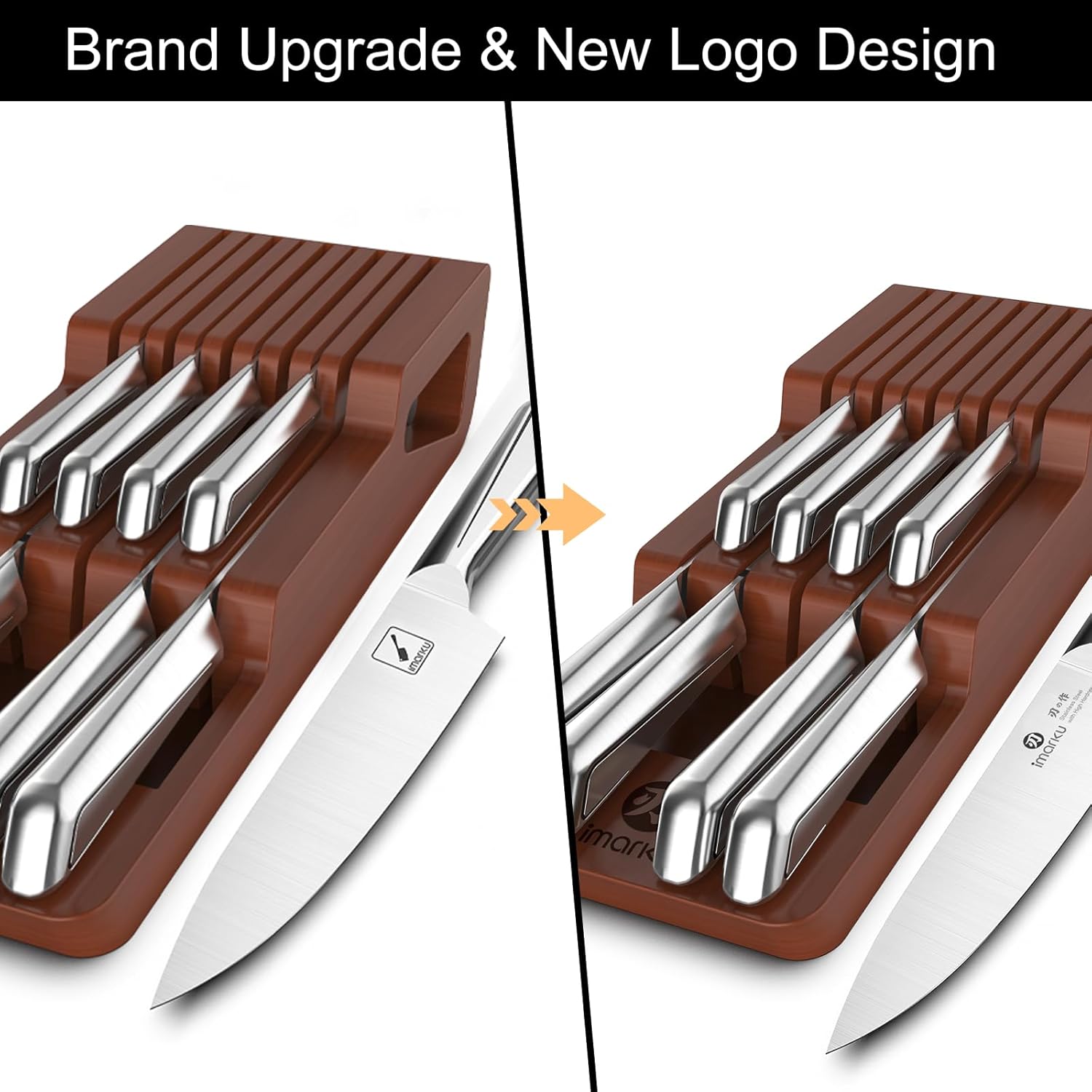 imarku Knife Set, 10 PCS Japanese Stainless Steel Knife Block Set, Kitchen Knife Sets with Wooden Drawer Organizer, Drawer Knife Set,Dishwasher Safe, Ultra Sharp Chef Knife, Gifts for Women Men - Image 6