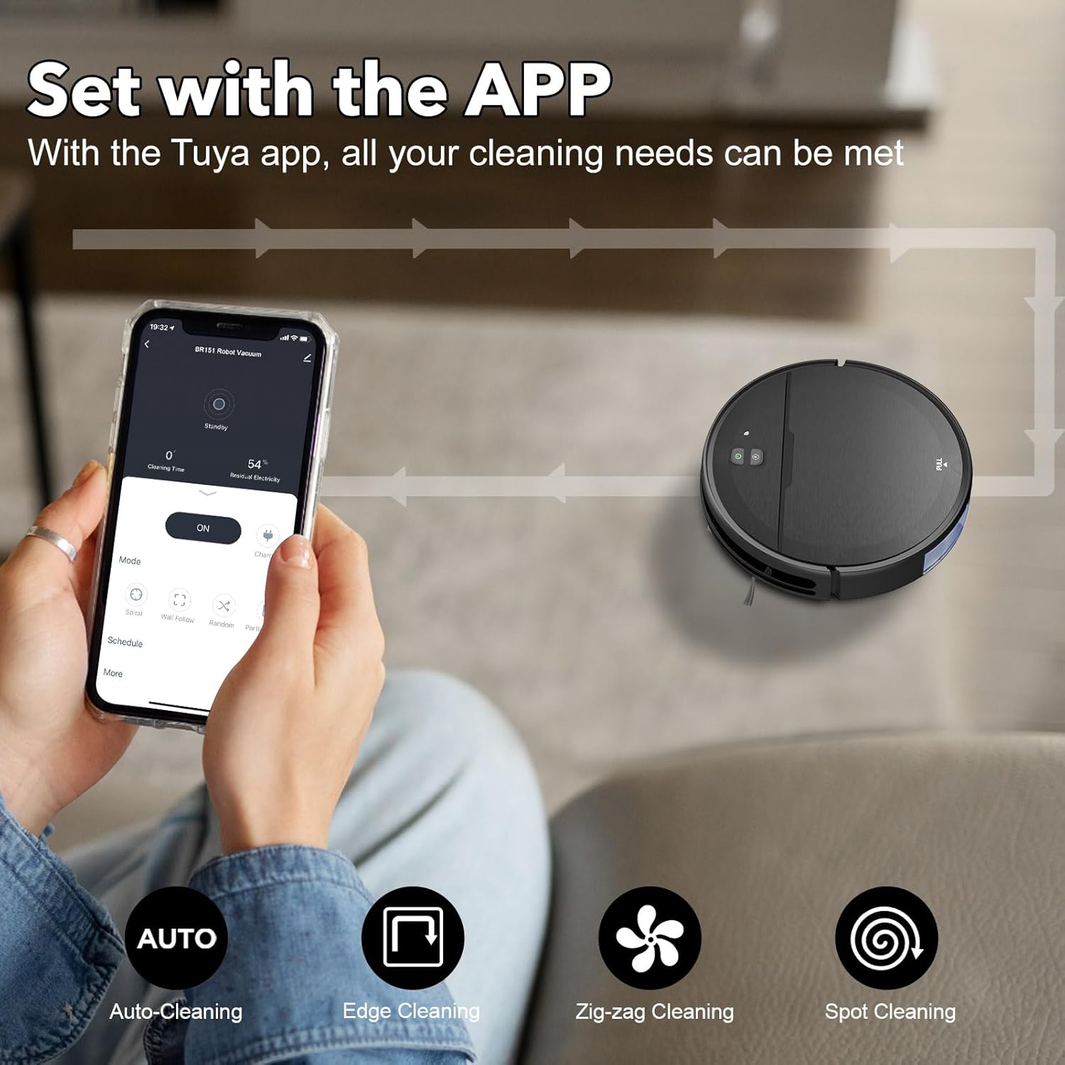 Robot Vacuum and Mop Combo, 2 in 1 Robotic Vacuums Cleaner with WiFi/App, Robot Vacuum with Water Tank, Strong Suction, Schedule, Self-Charging, Quiet, for Hard Floor, Pet Hair, Low Pile Carpet - Image 6