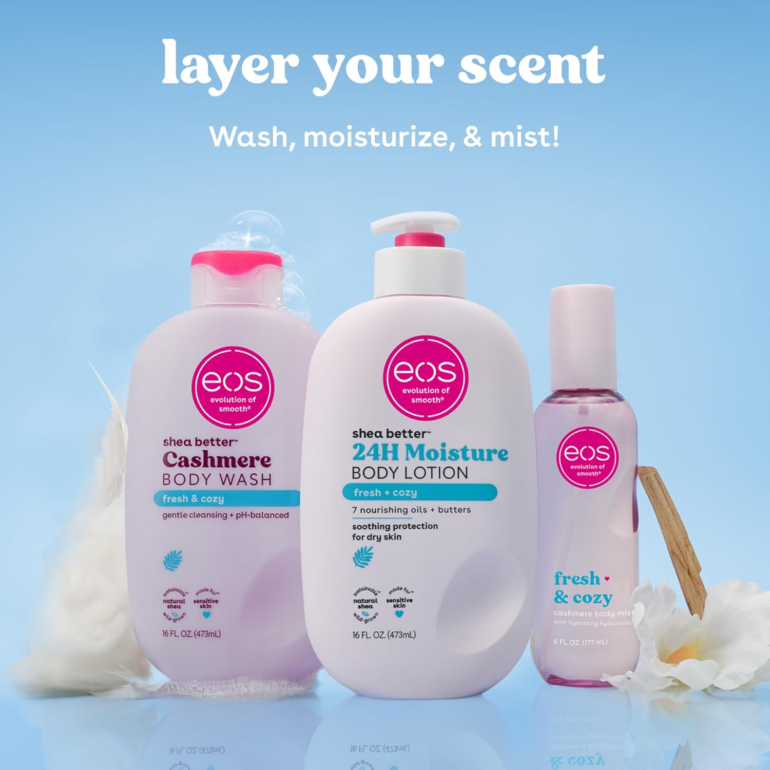 eos Cashmere Body Mist, Fresh & Cozy, Body Spray for Women, Hair Mist, Moisturizing, Hyaluronic Acid, Glycerin, Vegan, Cruelty-free, 6 fl oz - Image 6
