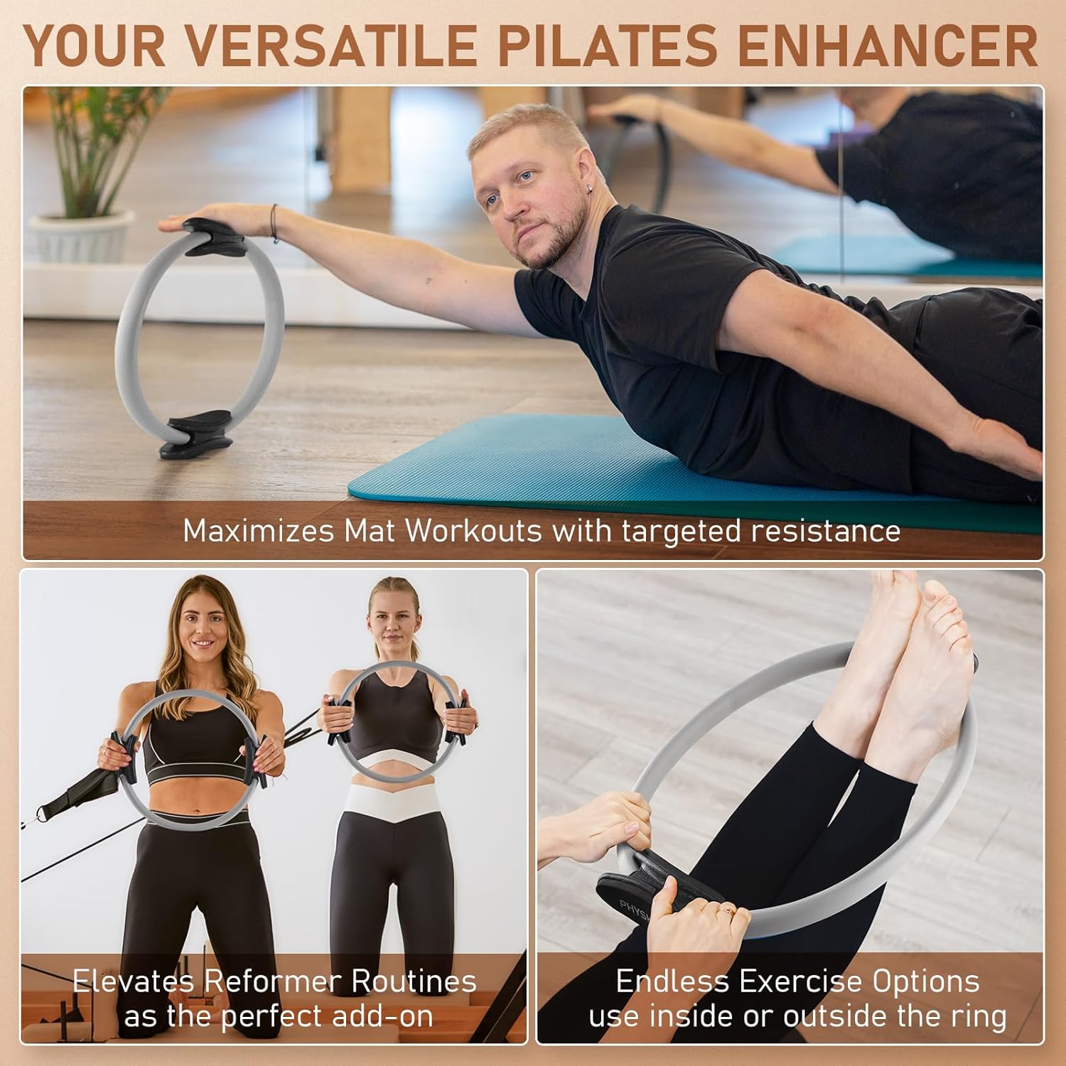 Pilates Ring, 15-Inch Magic Circle with Extra Thick Padded Handles, Pilates Equipment for Toning Inner Thighs, Arms and Strengthening Cores- Workout Guide Included - Image 5