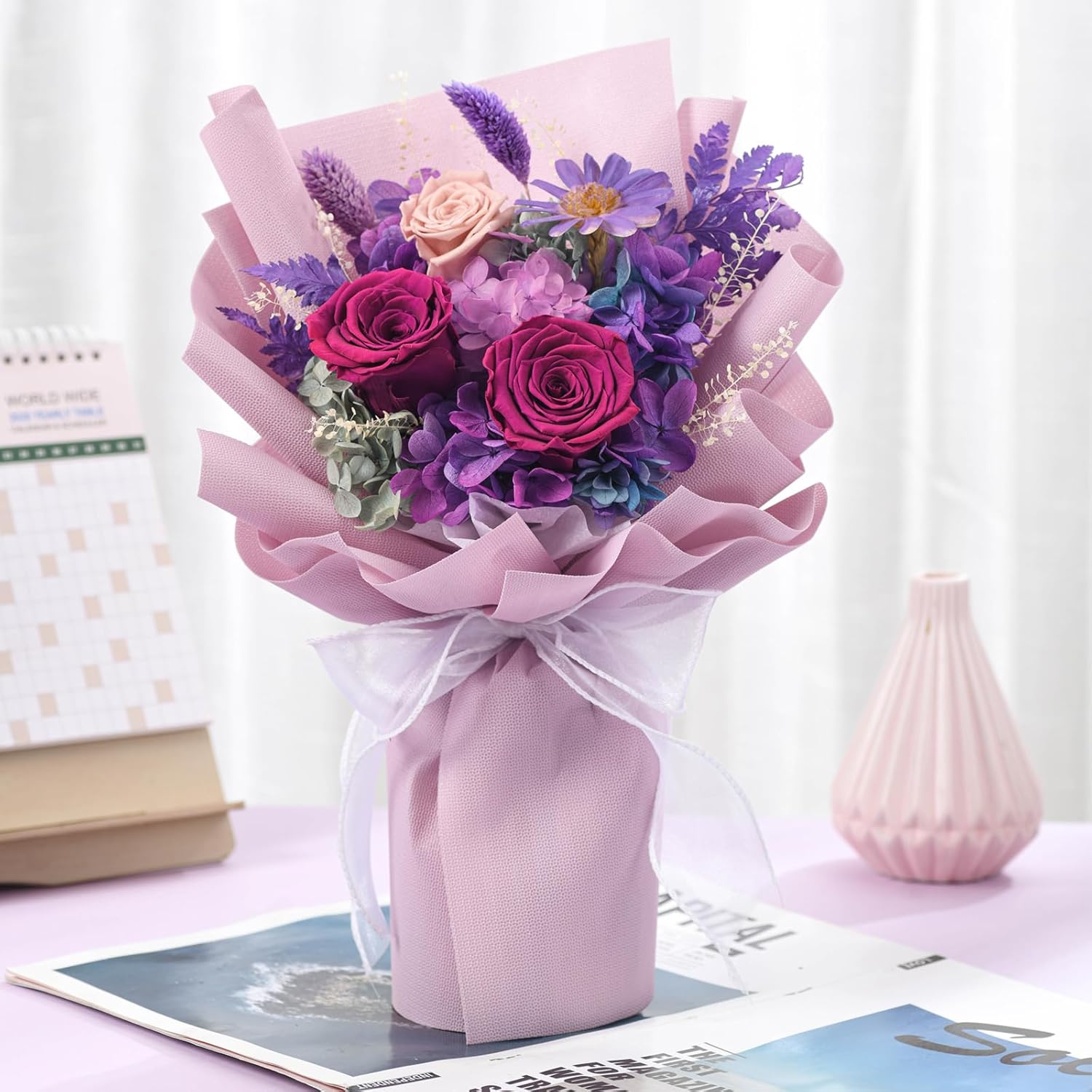 lovenfold Flowers for Delivery,Preserved Flowers Bouquets,Purple Rose Bouquets That Last 1-3 Years,Birthday Flowers Gifts for Women Mom Grandma Wife Friends - Image 5
