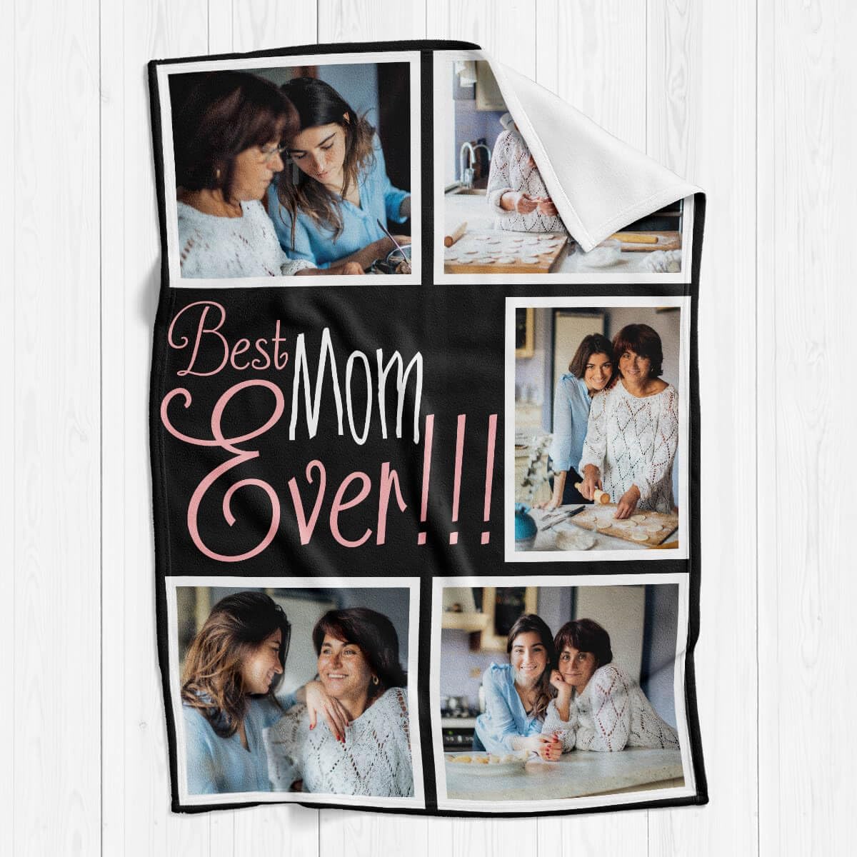 Custom Mom Blanket with 5 Photos Personalized Blanket with Pictures Customized Throw Gifts for Mom Grandma Photo Throw Blanket for Birthday Mother's Day, 15 Colors Available - Image 5