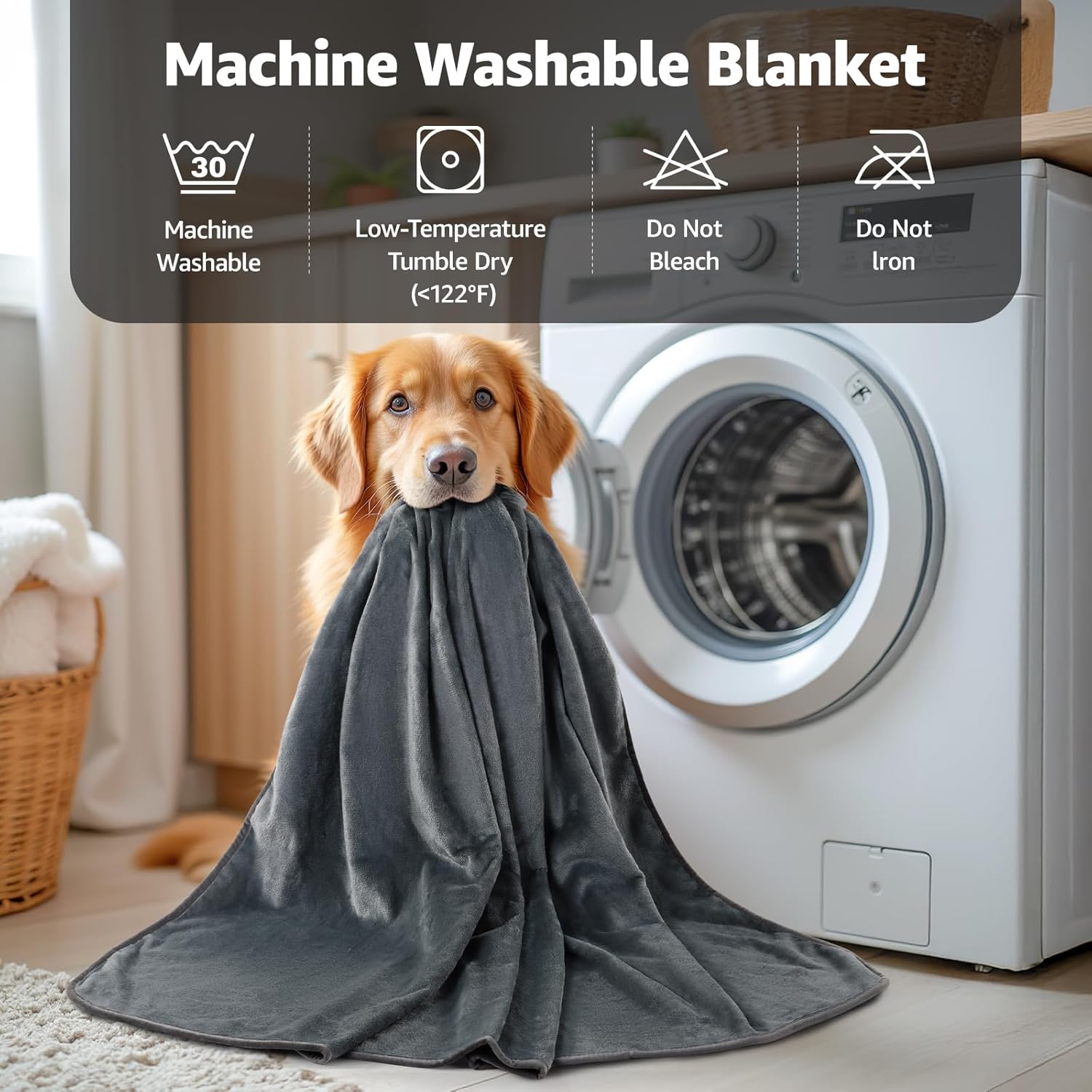 LOOBANI Waterproof Blanket for Bed: Reversible Soft Flannel Twin Bed Blanket 60" x 80", Leakproof Throw Spill-Proof Dog Pet Blanket for Couch, Sofa Protect, Movie Time, Camping, Travel, Grey - Image 9