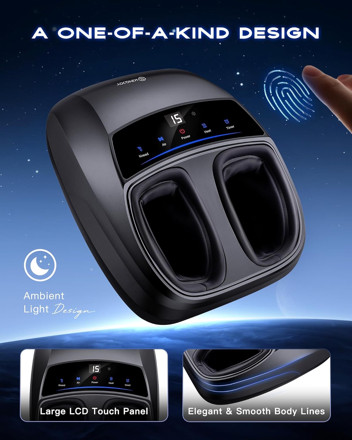 KINGJOY Foot Massager with Heat - Professional Shiatsu Deep Kneading for Neuropathy & Plantar Fasciitis Relief | 2026 Upgraded Model - Image 6
