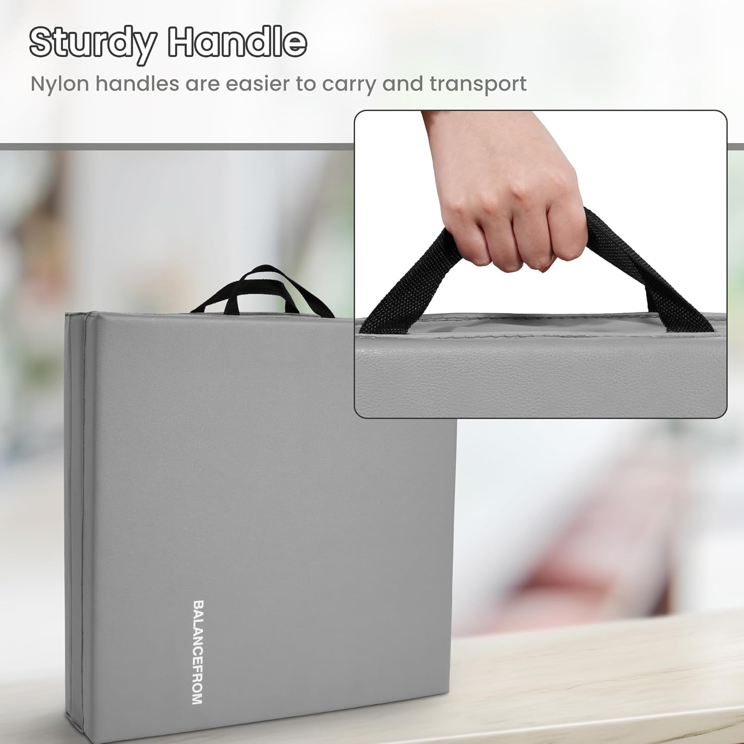 BalanceFrom 6x2 Feet 3-Panel Folding Gymnastics Mat – 2-Inch Thick Pad with Vinyl Surface and Carrying Handles for Tumbling, Yoga, Pilates, Home Workouts, and Martial Arts - Image 4