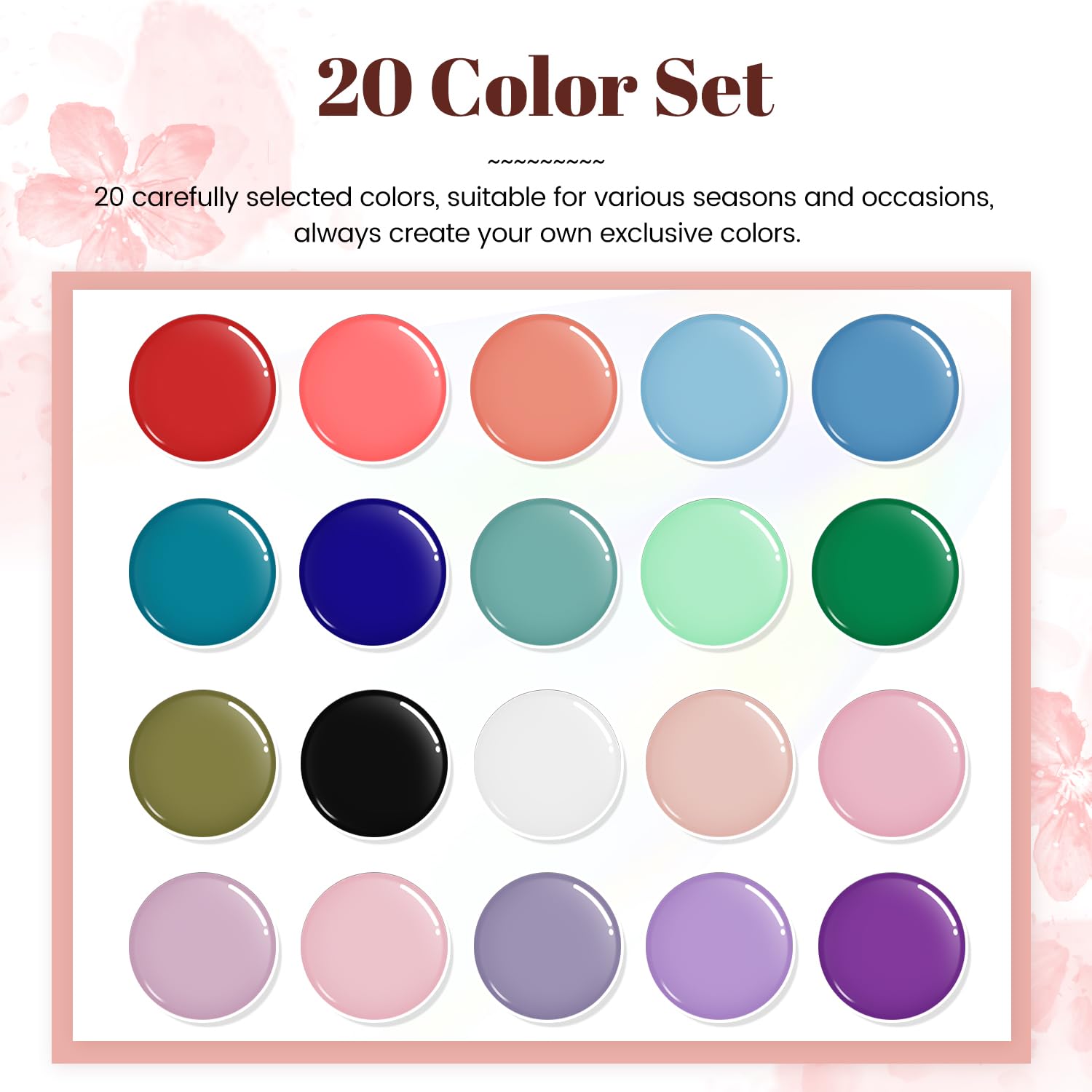 JODSONE 23 PCS Gel Nail Polish Set with Base Glossy and Matte Top Coat Multicolored Gel Nail Long Lasting Suitable for All Seasons - Image 3