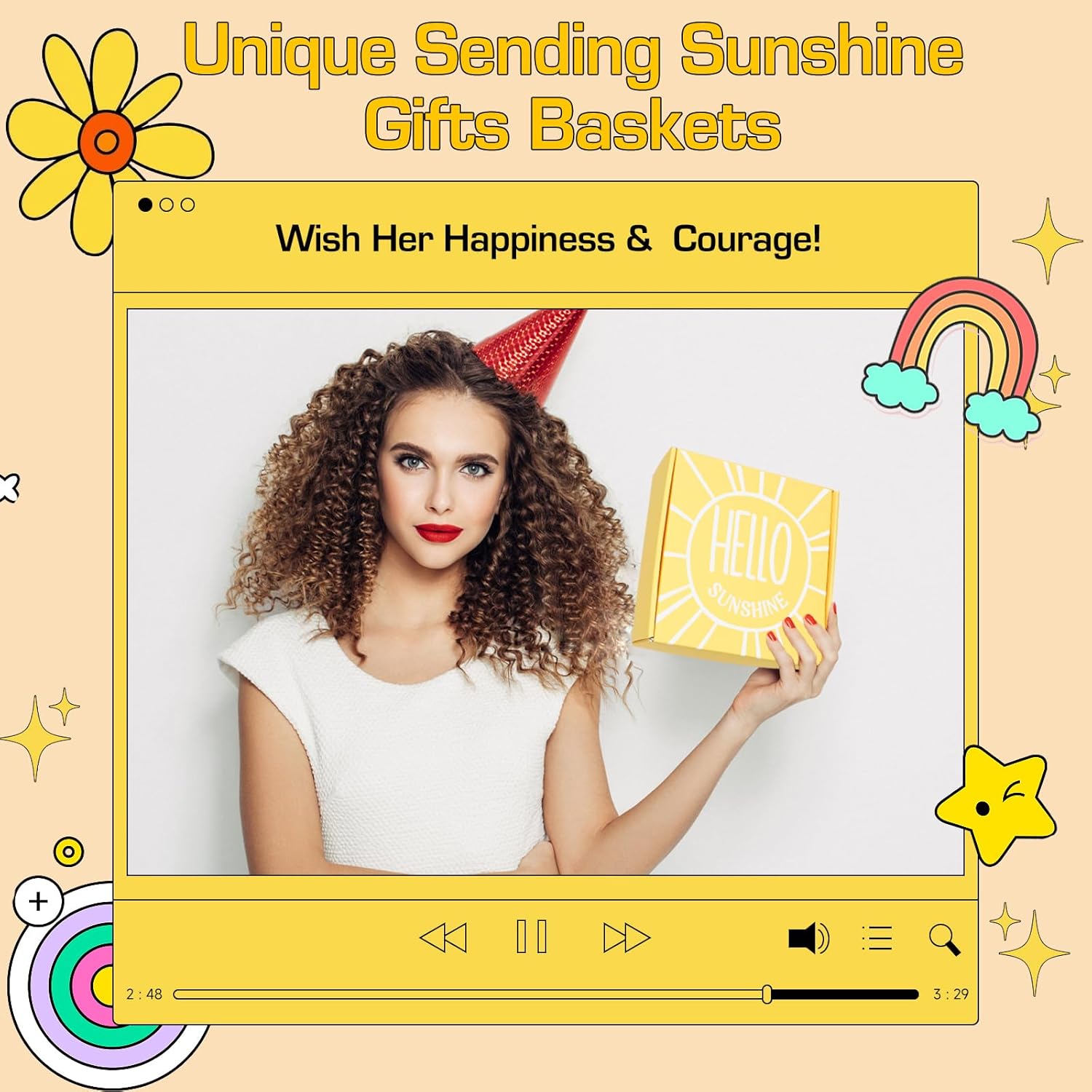 Gift Baskets for Women, 10pcs Unique Birthday Gifts for Women, Best Friend Birthday Christmas Gift, Get Well Soon Gift Basket Sending Sunshine Cheer Up Box for Sister Friendship - BRIGHTEN UP HER DAY! - Image 2