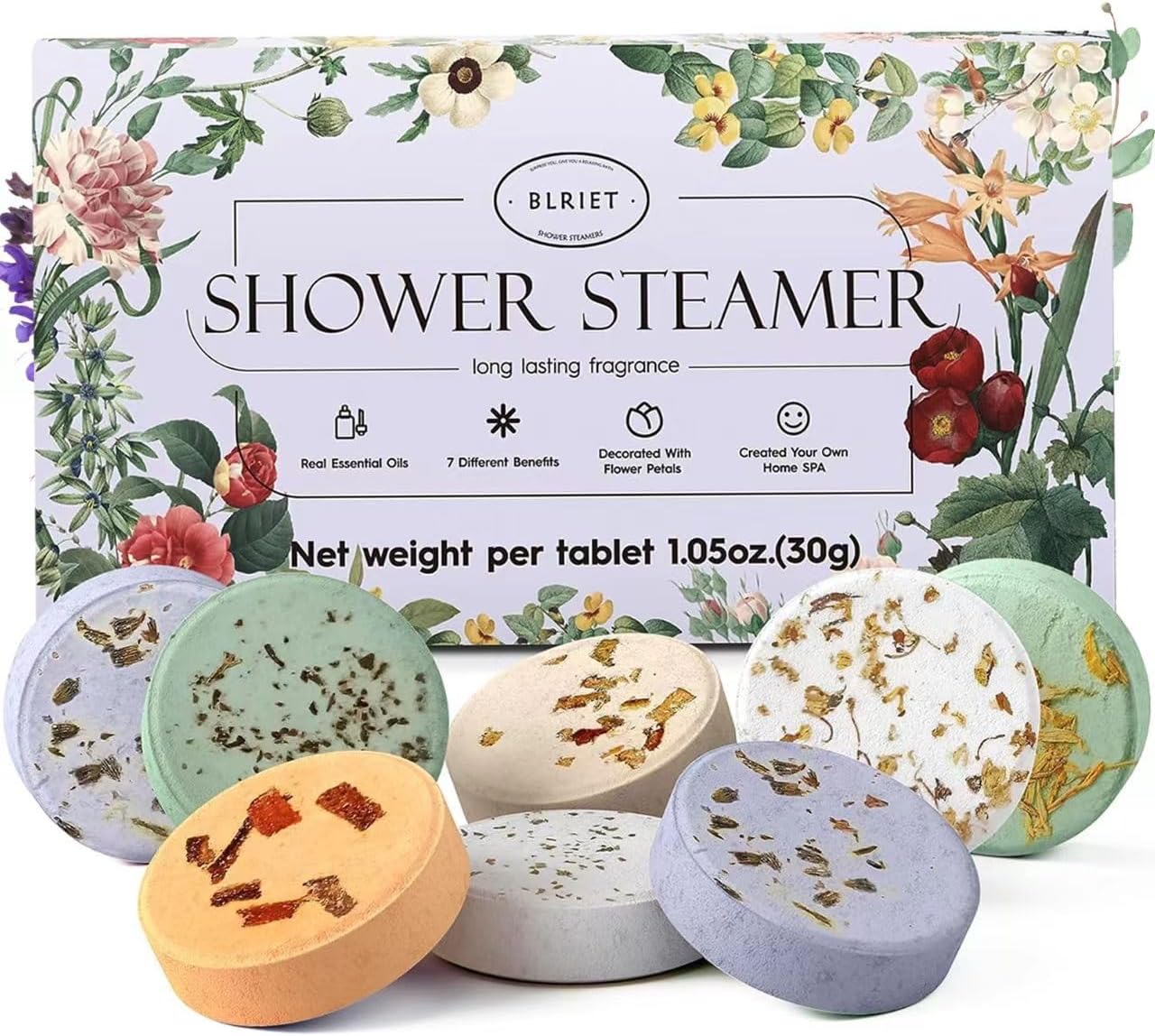 Shower Steamers Aromatherapy Blriet, Gifts for Women, Teen Girls, Wife, Her, Mom, Easter Basket Stuffers Birthday Gifts Decoration Travel Essentials Self Care Home Spa Relaxation - 8 Pack