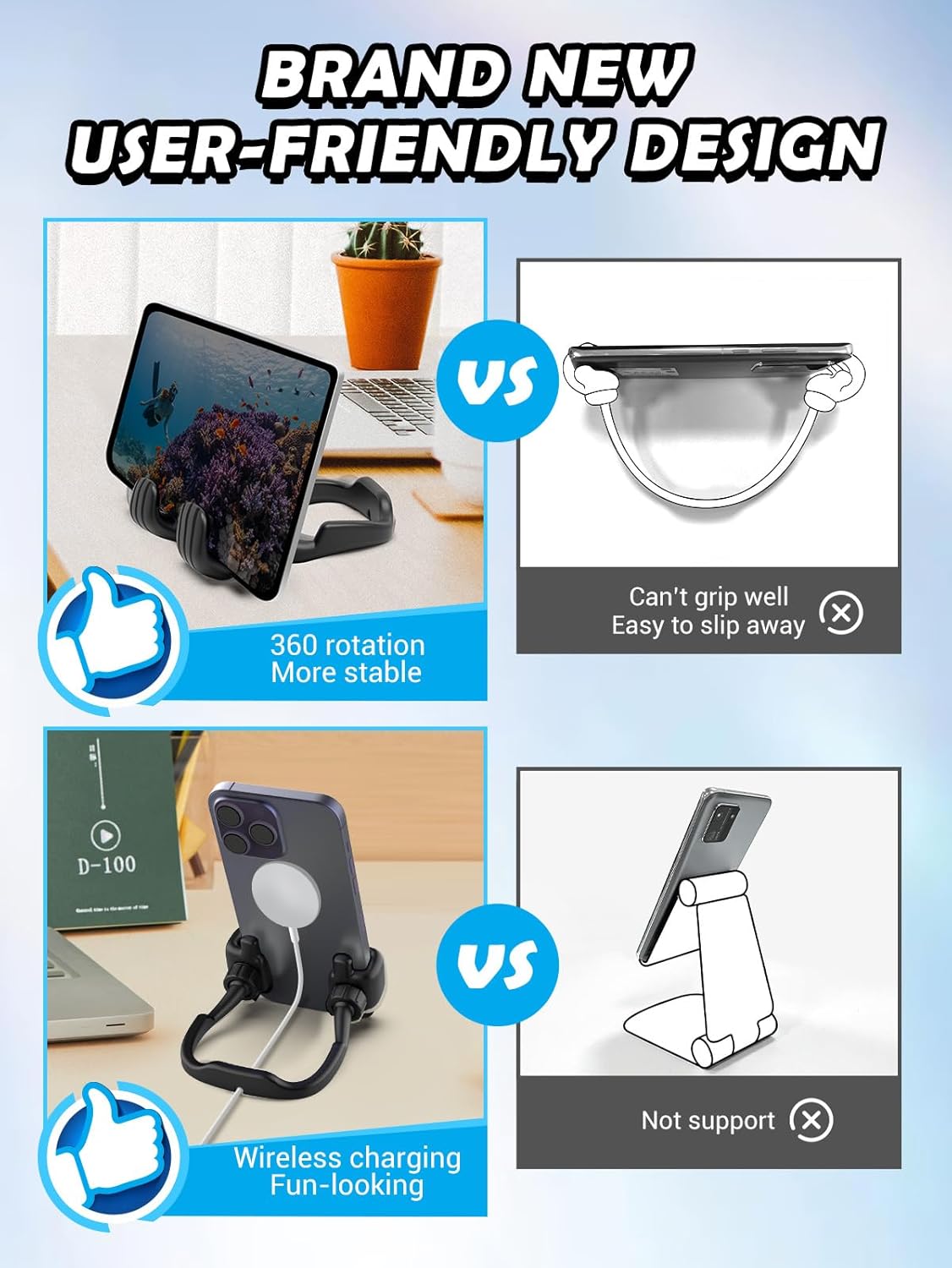 Easter Basket Stuffers for Teens Boys Girls Adults Gifts: Thumbs Up Lazy Phone Stand Cell Phone Holder for Desk Kids Teenage Men Women Funny Cool Gadget Stocking Stuffers Ideas Essentials Easter Gifts - Image 5