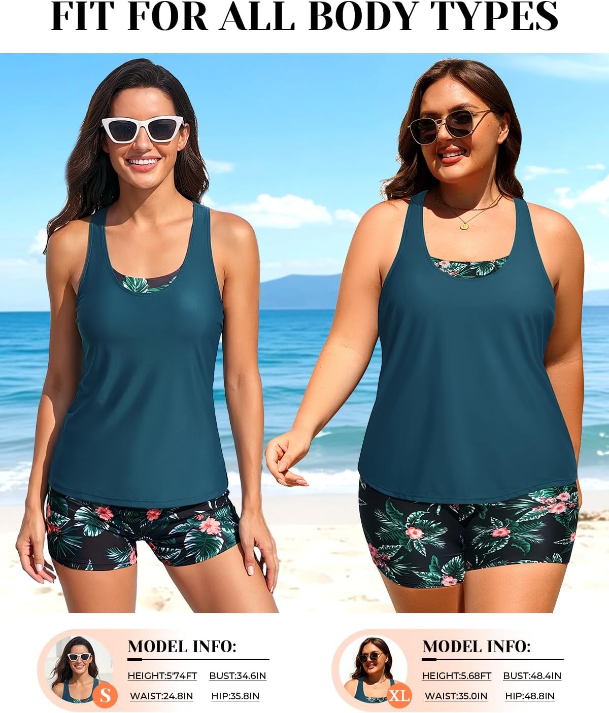 Holipick 3 Piece Tankini Swimsuits for Women Tummy Control Bathing Suits Swim Tank Top with Bra Boy Shorts Teen Swimwear 2026 - Image 5