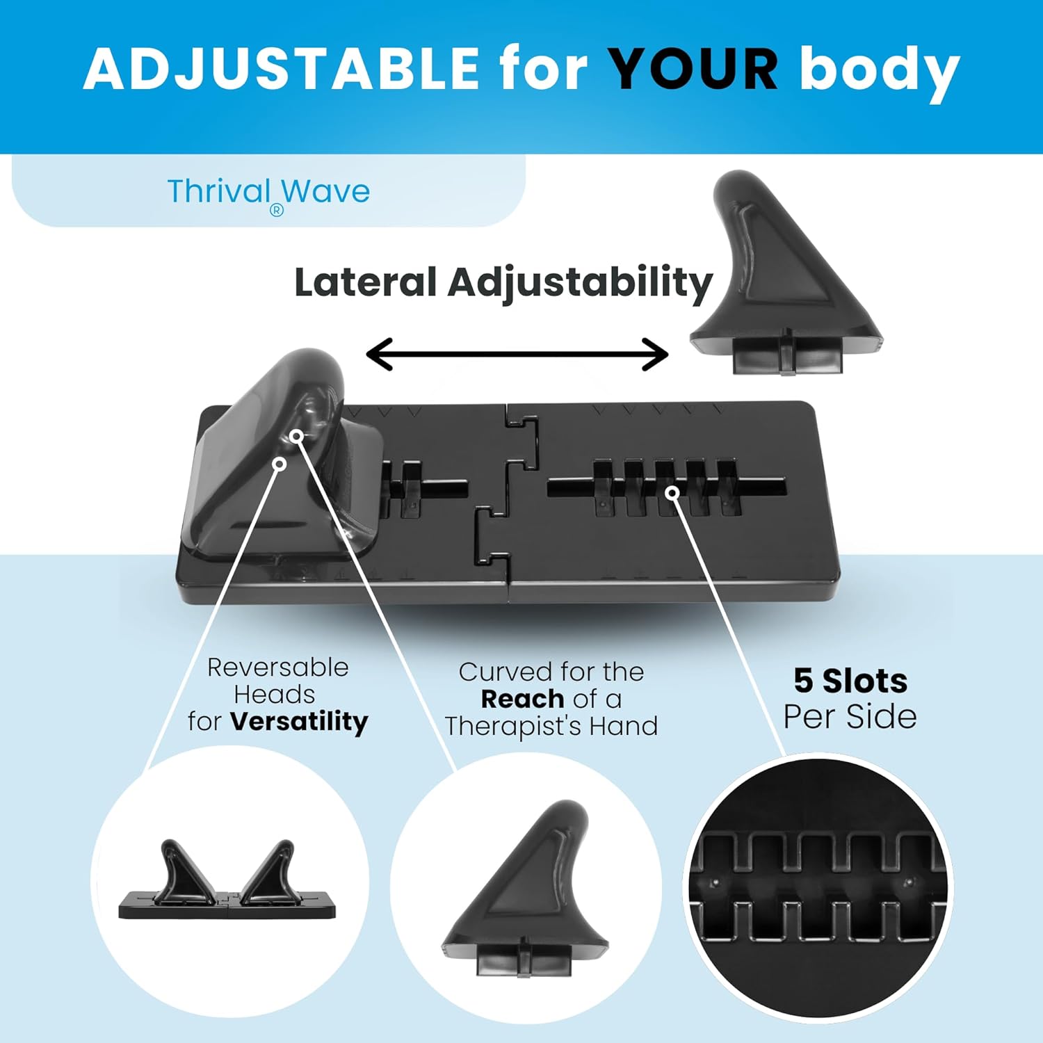 Thrival Wave - Fully Adjustable Psoas Muscle Release Tool for QL, Hip Flexor, Back, Hamstring, Glute, Iliacus, and Neck Pain - Trigger Point and Myofascial Release Tool - Carbon Black - Image 4
