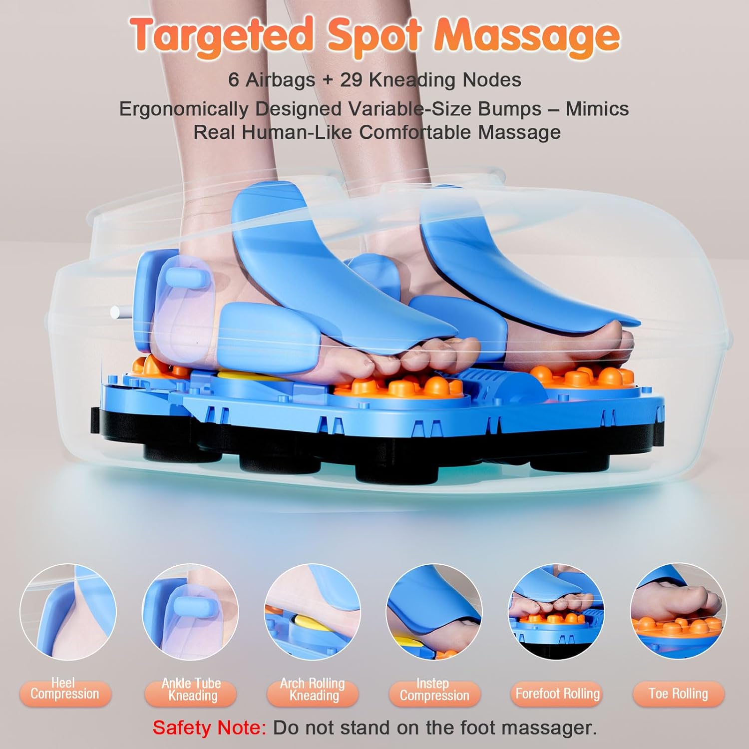 Foot Massager Machine with Heat, Upgrade 6 Airbags 29 Nodes Deep Rolling, Compression, Ankle Kneading, Shiatsu Foot Massager for Neuropathy Plantar Fasciitis, Gifts for Men Women Fits Up to 13" - Image 3