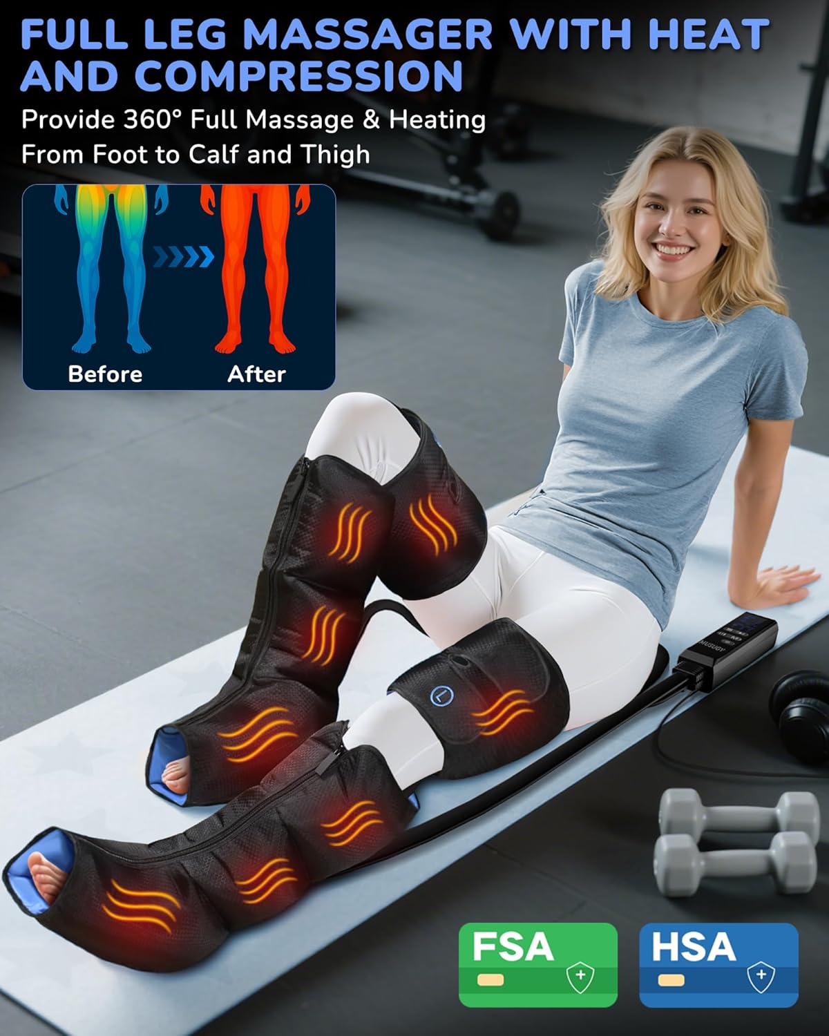 Leg Massager with Heat and Compression : Sequential Compression Boots with 6 Modes,9 Intensity and 3 Heat for Circulation and Pain Relief - Christmas Birthday for Mom, Dad, Athletes, Gym - Image 2