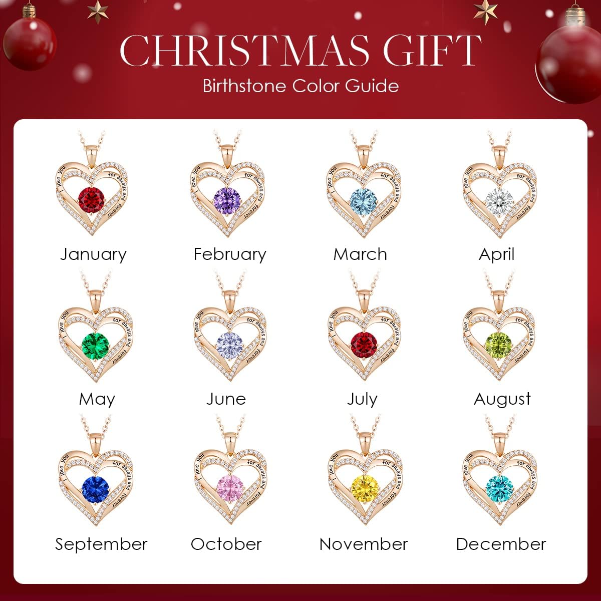 CDE Valentine's Day Gift Forever Love Heart Necklaces for Women, Wedding Anniversary, Birthday Mothers Christmas Day Gifts for Mom, Mother, Wife, S925 Silver Jewelry with Birthstone Pendant - Image 6