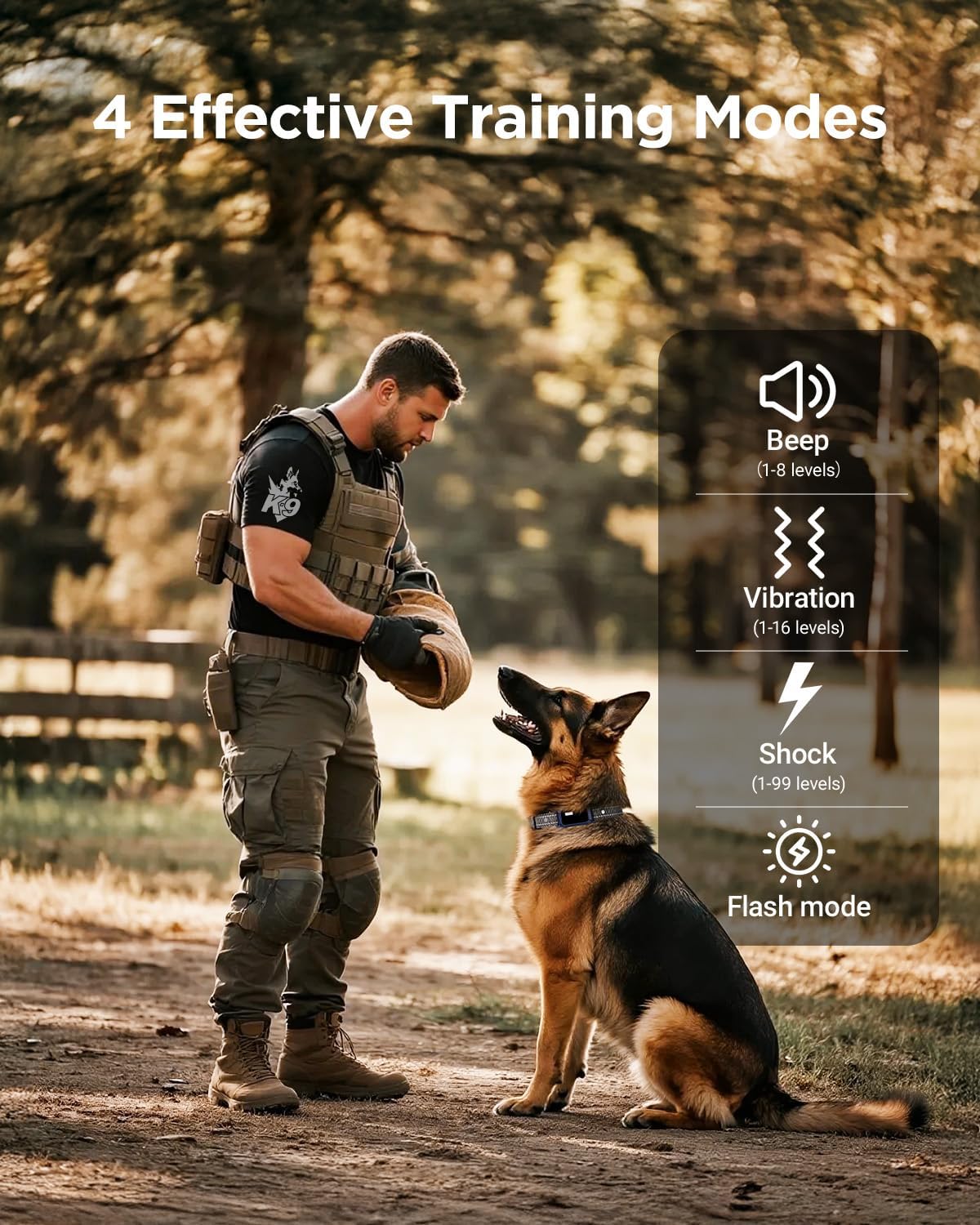 BLACKDOG Military Dog Shock Collar - 4200ft Dog Training Collar with Remote, 4 Training Modes, Flashlight & Strobe, 3-Month Battery, IP67 Waterproof Dog E Collar for All Breeds 5-150lbs (Dark Blue) - Image 3