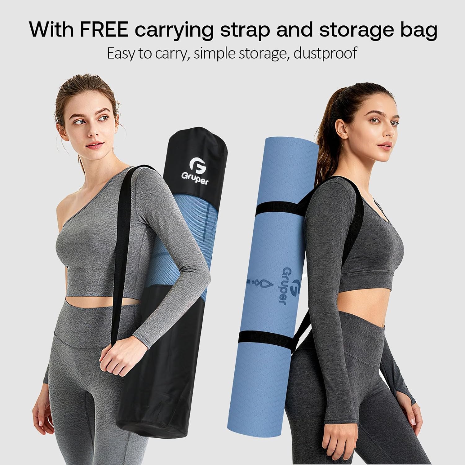 Gruper Yoga Mat Non Slip TPE Extra Wide Yoga Mat with Alignment Mark, 72"L x 32"W x 0.32"/0.24"Th (183cm x 80cm x 8mm/6mm), Anti-Tear Exercise Mat with Carrying Strap and Bag, Workout Mats for Yoga, Pilates - Image 6