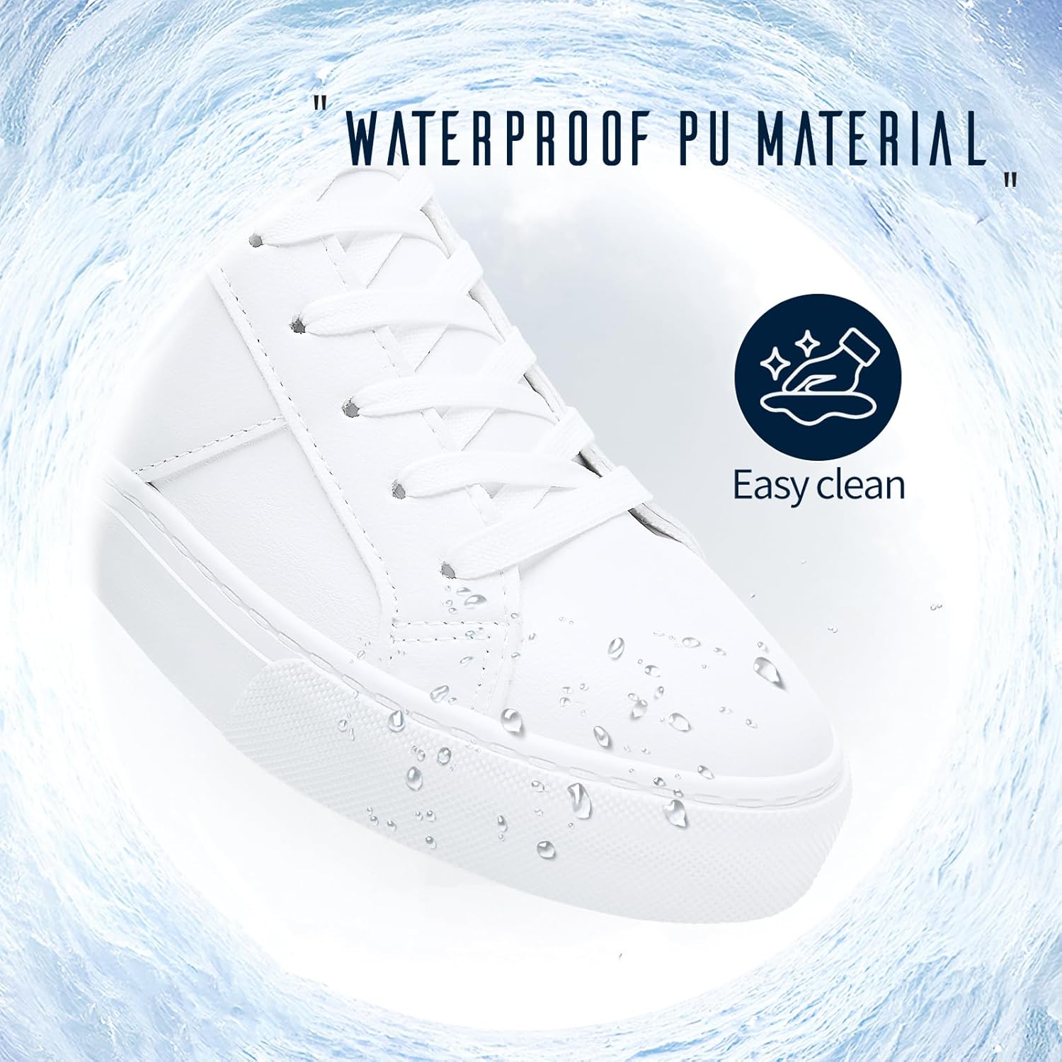 Adokoo Women's Fashion Sneakers PU Leather Casual Shoes White Tennis Low Top Shoes Womens Lace Up Sneakers - Image 4
