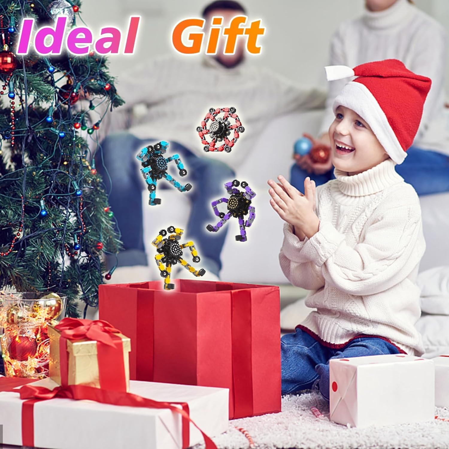 Easter Basket Stuffers,Transformable Fidget Spinners Toys 4 Pcs for Kids and Adults Stress Relief Sensory Toys for Boys and Girls Age 8-13 Fingertip Gyros Easter Party Favors Birthday Gifts for Teens - Image 2