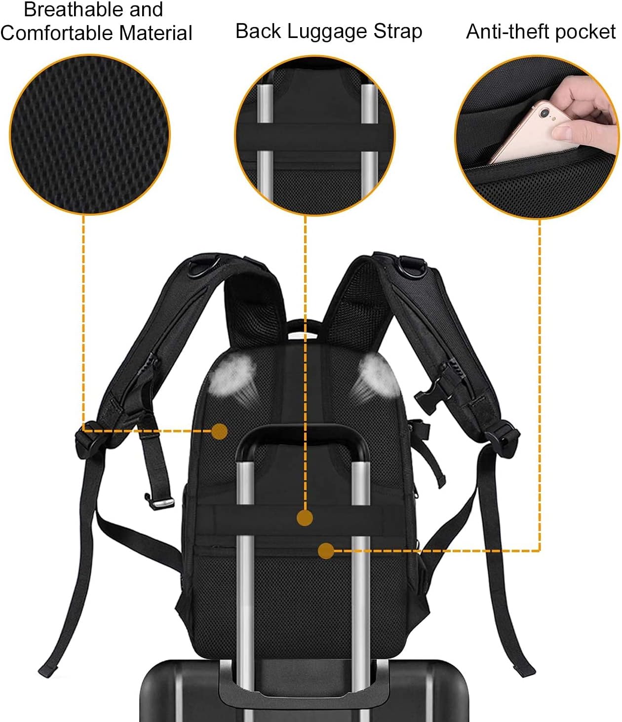 MOSISO Camera Backpack, DSLR/SLR/Mirrorless Photography Camera Bag 15-16 inch Waterproof Hardshell Case with Tripod Holder&Laptop Compartment Compatible with Canon/Nikon/Sony, Black - Image 8