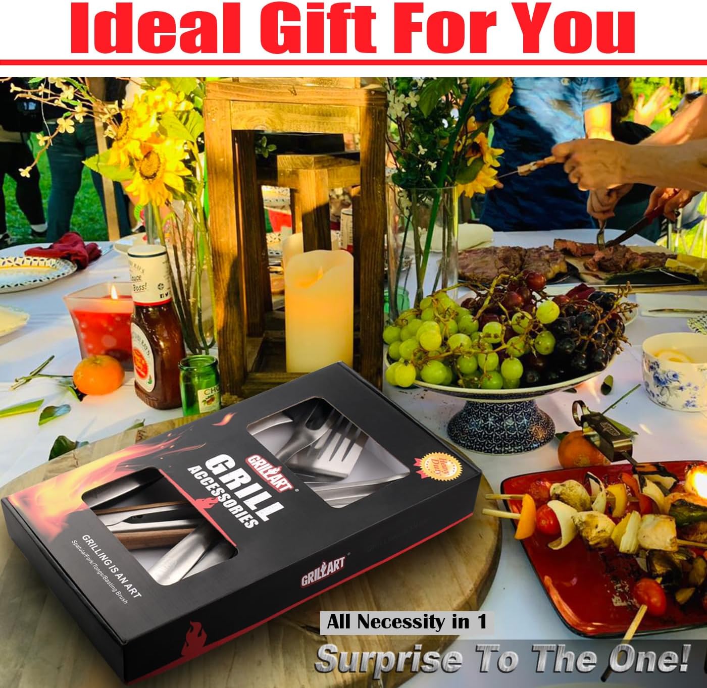 GRILLART BBQ Tools Grill Tools Set -18Inch Grilling Tools BBQ Set - Grill Accessories w/BBQ Tongs, Spatula, Fork, Brush- Stainless Grill Kit Grilling Set - Gift Ideas BBQ Accessories Gifts for Men Dad - Image 7