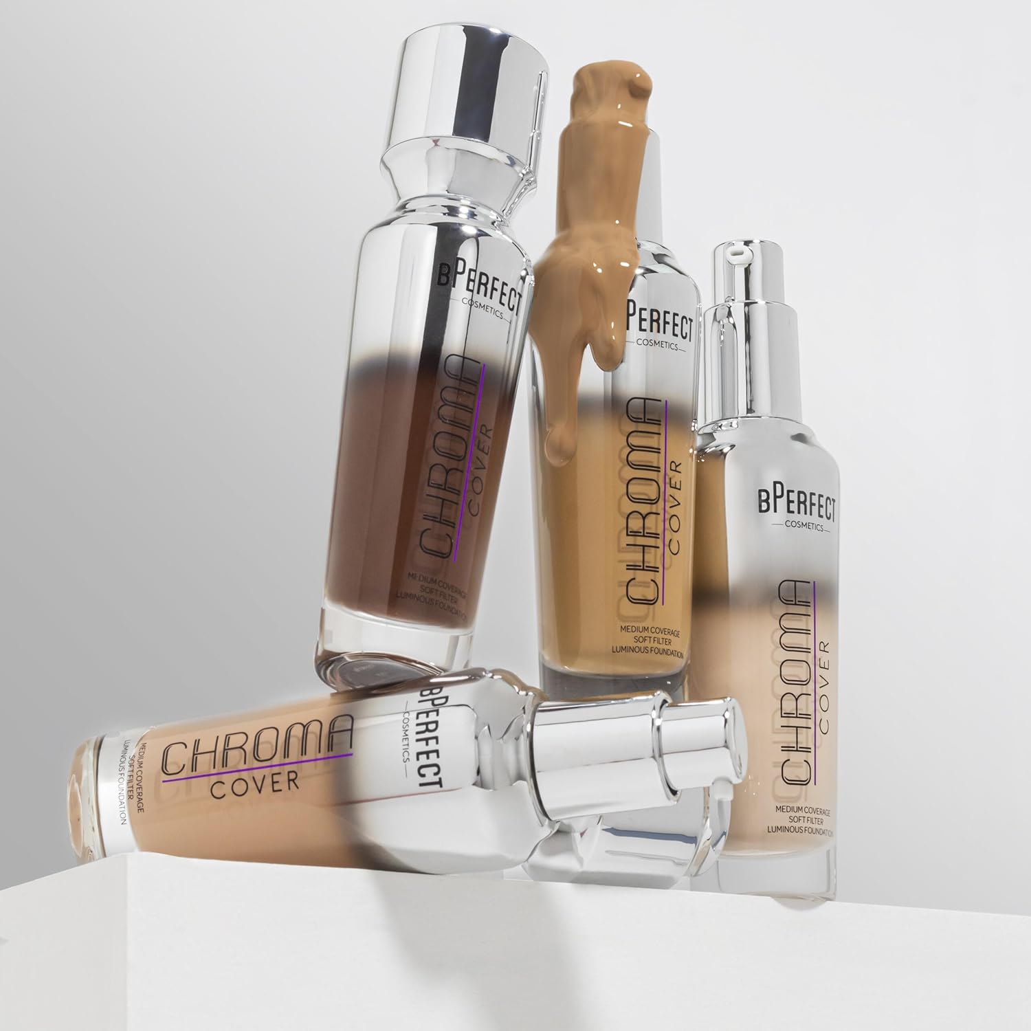 BPerfect Chroma Cover Luminous Foundation - Radiant Filter Finish, Buildable Coverage - Shade 10 - W4 Medium Warm Peach Tone - Image 3