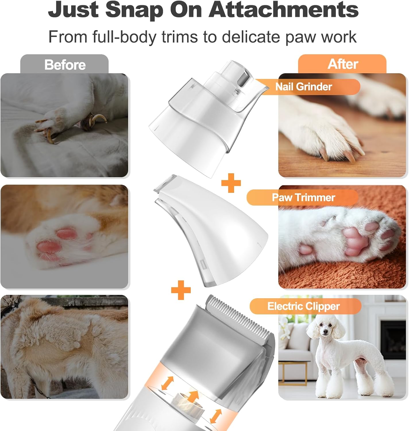 Afloia 6-in-1 Dog Grooming Kit, Pet Grooming Vacuum for Shedding, Dog Hair Vacuum with Clipper Nail Trimmer Grinder, Pet Brush Groomer at Home, Low Noise Cats Hair Remover, 1.5L Dust Cup, White - Image 3