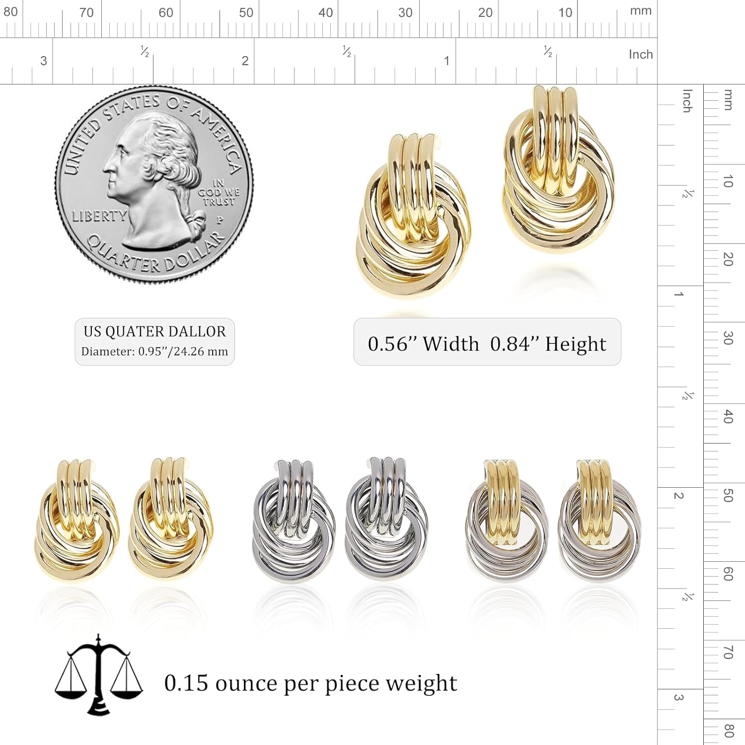 Jean Beau Chunky Gold Stud Earrings for Women Trendy Gold Plated Dangle Drop Wedding Prom Birthday Fashion Office Jewelry Gift - Image 3