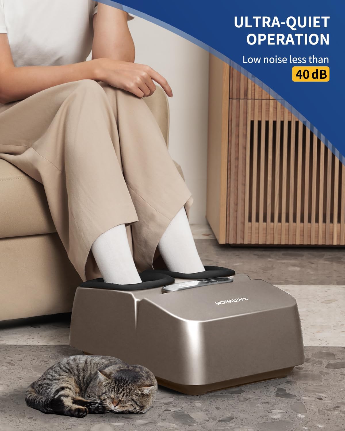 MOUNTRAX Foot Massager Machine with Heat, Foot Massager for Plantar Fasciitis, Neuropathy Pain, Shiatsu Foot Massager with Remote, Fits Feet Up to Men Size 12 (Gray) - Image 6