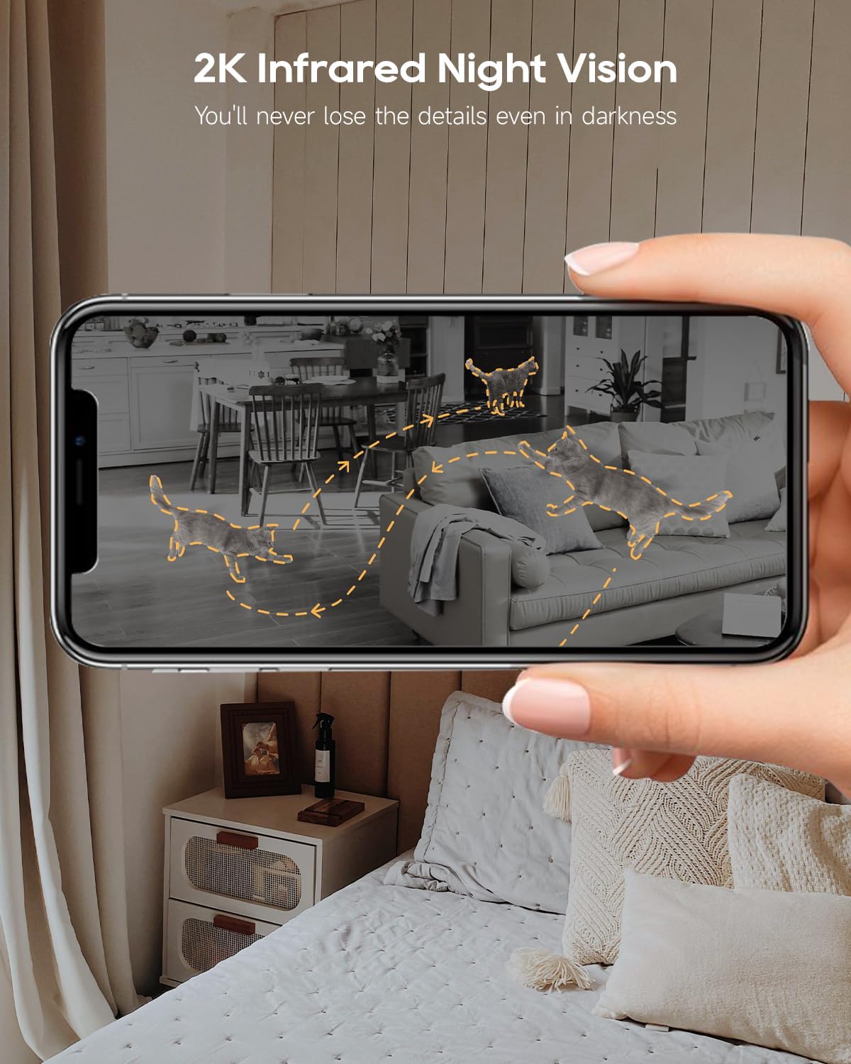 DREAME Pet Dog Camera, 2K 3MP Indoor Security Camera Motion Detection, 5G/2.4G Dual-Band Wi-Fi, Physical Privacy Mode, Night Vision, 2-Way Audio, Cloud & SD Card Storage, Works with Alexa & Google - Image 5
