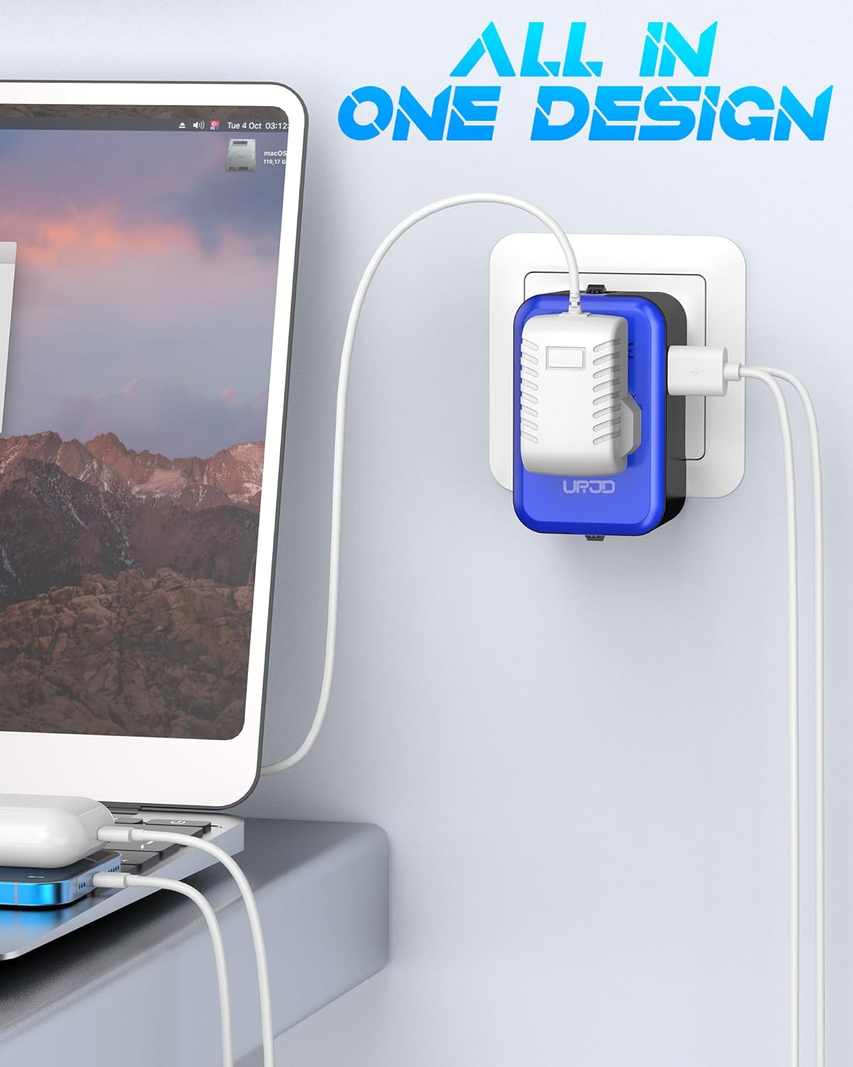Universal Travel Adapter with (Type C+USB) 2 USB Ports & AC Outlet, International Plug Adapter Converter, Type C/A/G/I All in One Wall Charger Worldwide Travel Adaptor for US to EU UK AUS Asia - Image 3