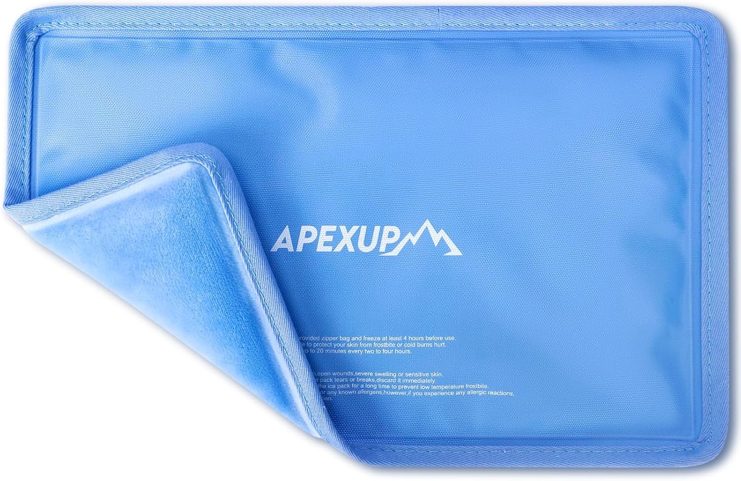 APEXUP Gel Ice Packs for Injuries Reusable, Flexible Double Sided Cold Packs for Injuries, Ice Pack for Knee, Shoulder, Back, Hip, Leg, Arm (Blue, 11"x7.1", 1PK)