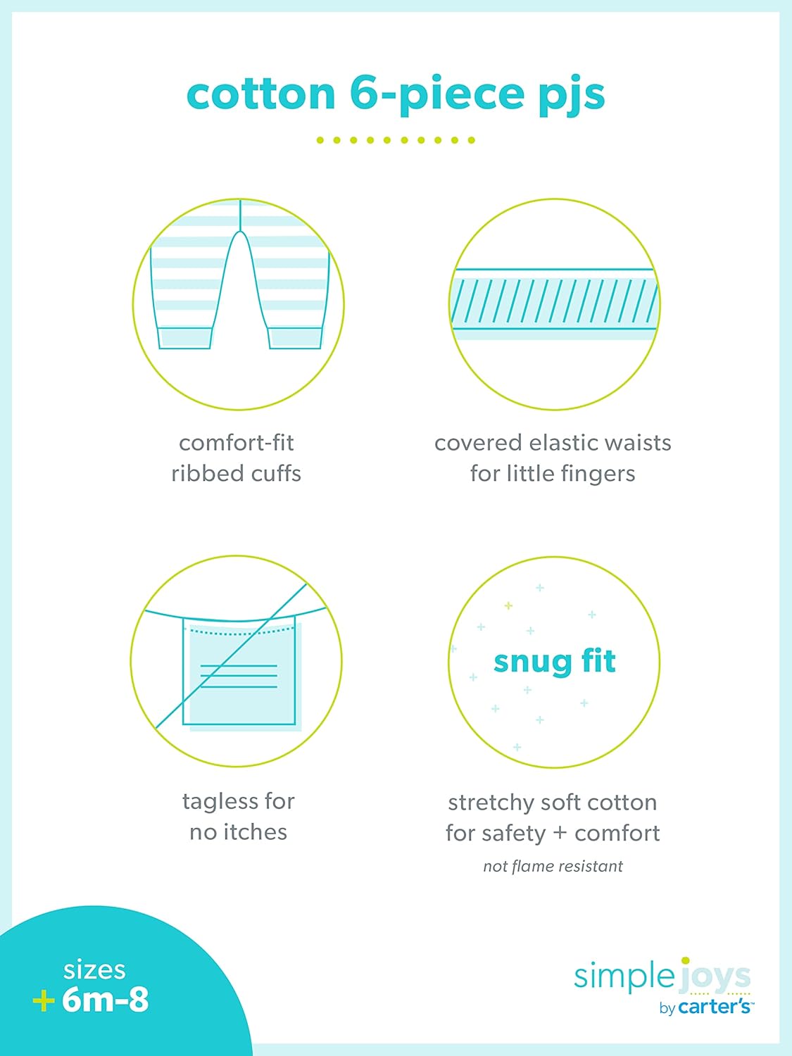 Simple Joys by Carter's girls 6-piece Snug Fit Cotton Pajama Set - Image 6