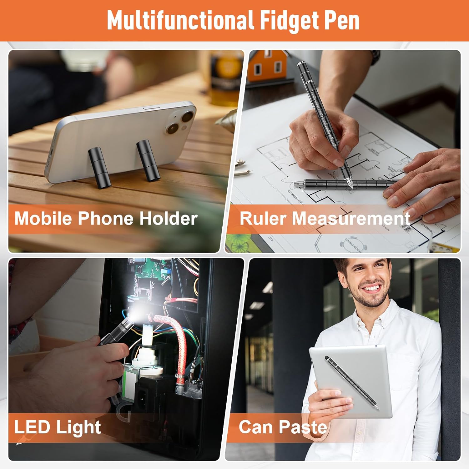 Dusor Gifts for Men Fidget Pen, Easter Basket Stuffers for Teens Multifunction Pen, Anniversary Birthday Easter Gift for Men Dad Him Husband Boyfriend, Easter Basket Pocket Protectors for Son Teens - Image 5