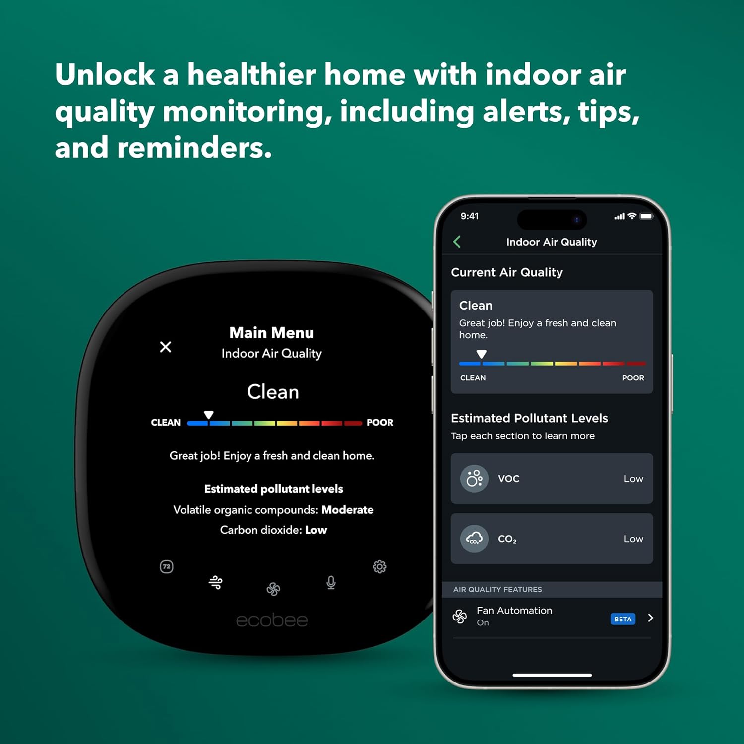 ecobee Smart Thermostat Premium with Smart Sensor and Air Quality Monitor - Programmable Wifi Thermostat - Works with Siri, Alexa, Google Assistant, Black - Image 6