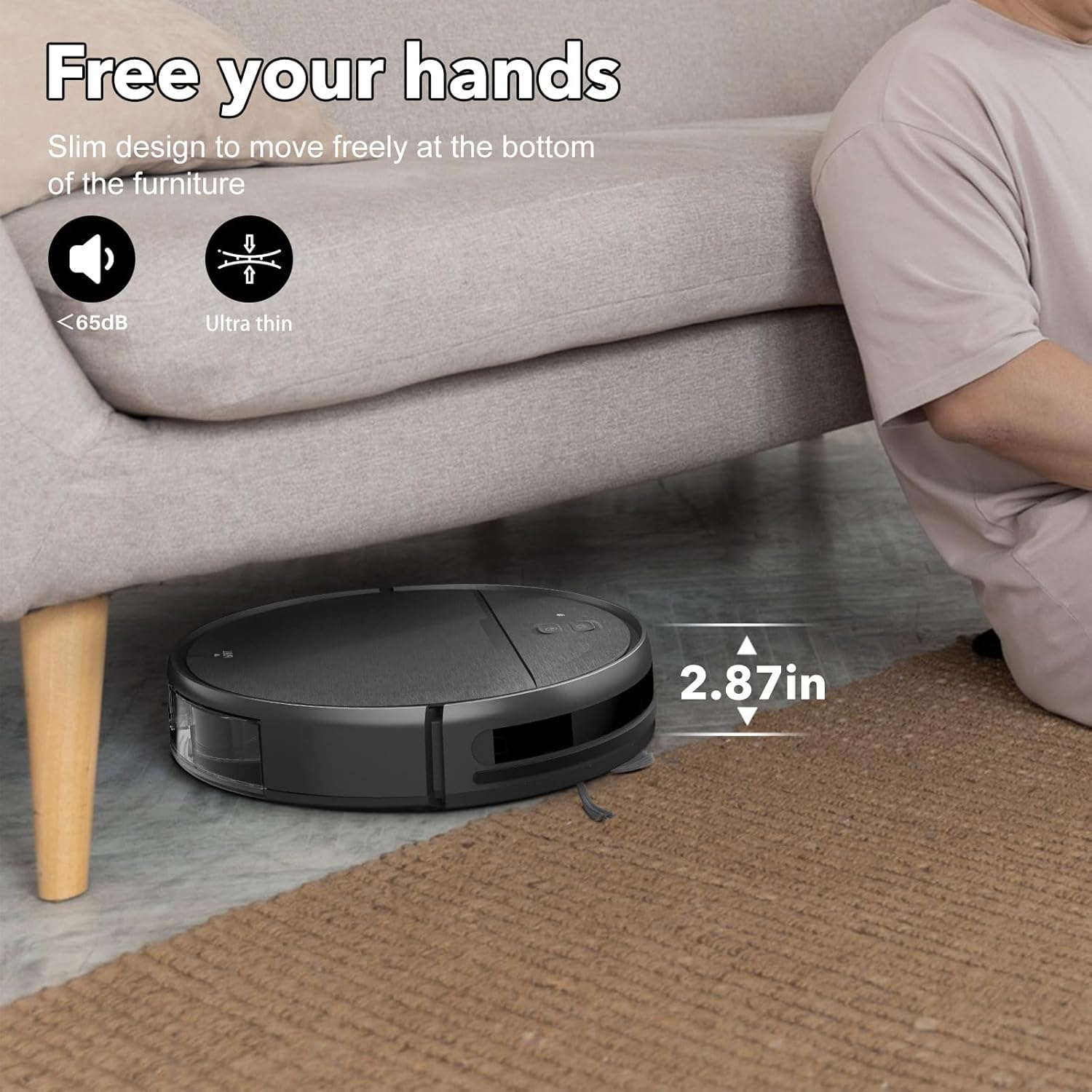 Robot Vacuum and Mop Combo, 2 in 1 Robotic Vacuums Cleaner with WiFi/App, Robot Vacuum with Water Tank, Strong Suction, Schedule, Self-Charging, Quiet, for Hard Floor, Pet Hair, Low Pile Carpet - Image 4