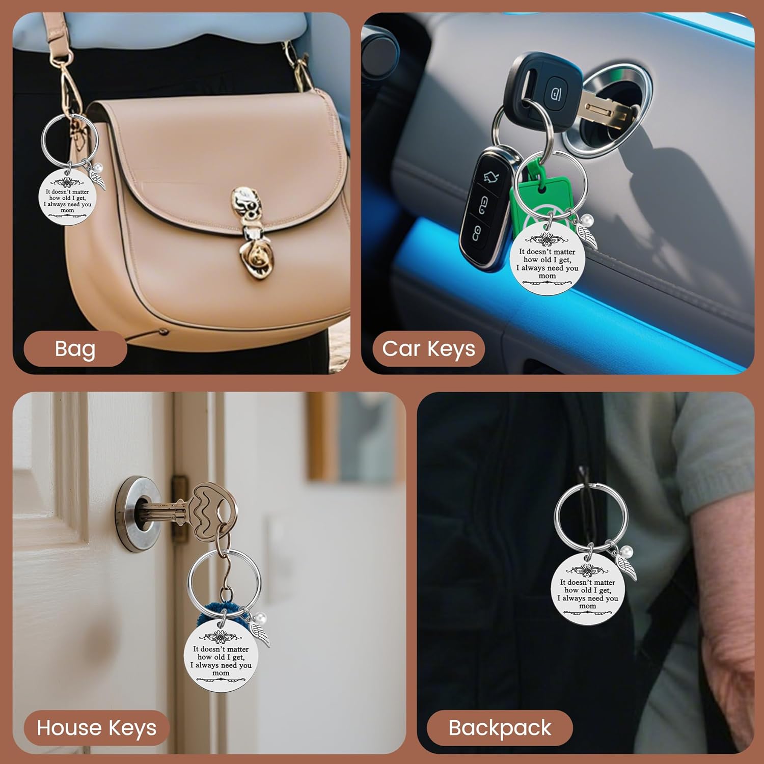 iJuqi Mother's Day Gifts from Daughter Son for Mom Birthday Valentine's Day Christmas Gifts Mom Keychain Mother Keyring - Image 6