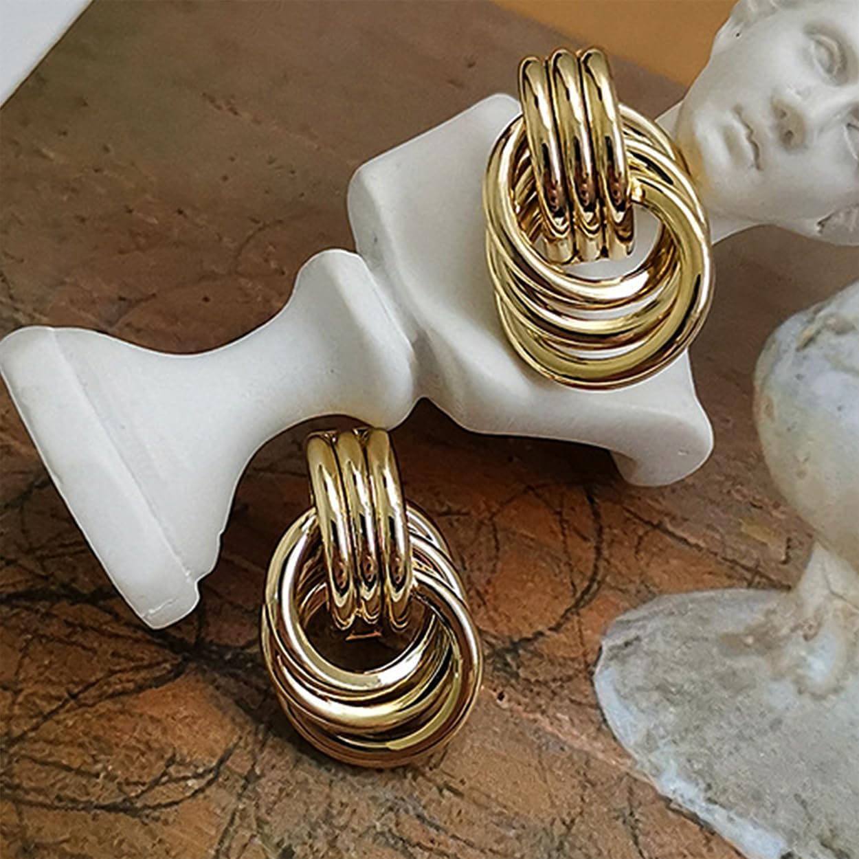 Jean Beau Chunky Gold Stud Earrings for Women Trendy Gold Plated Dangle Drop Wedding Prom Birthday Fashion Office Jewelry Gift - Image 8