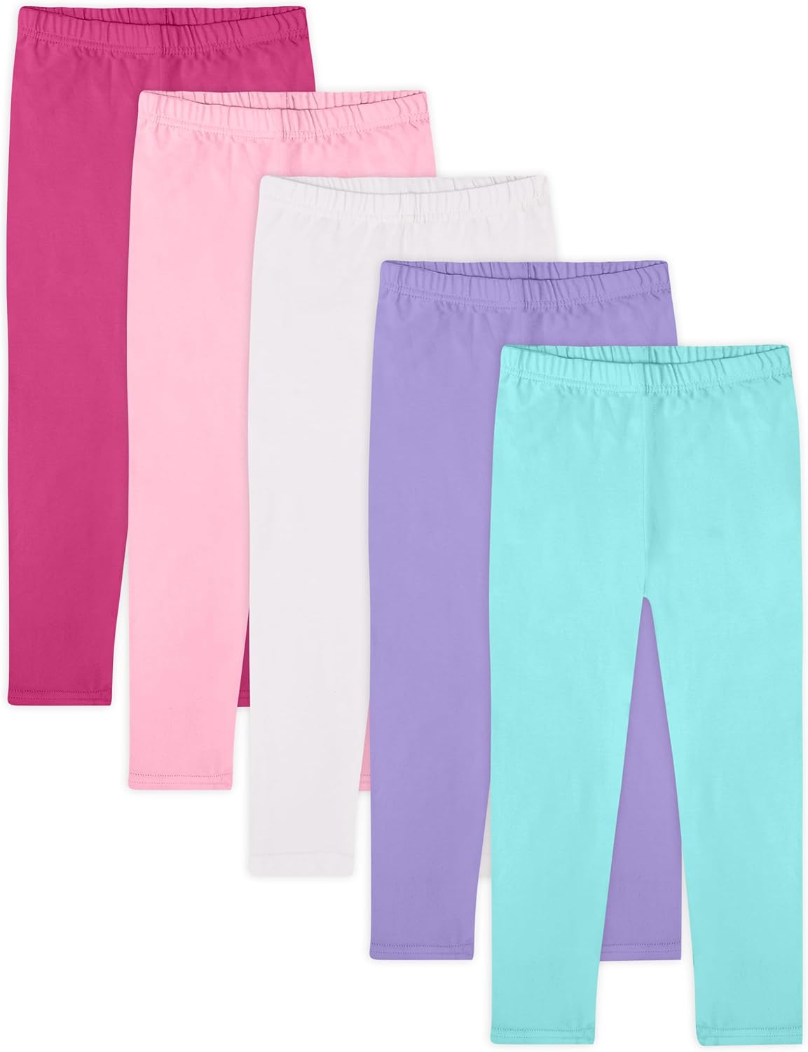 FEQO 5 Pack Toddler and Baby Girls Cotton Leggings Pants Full Length Basic Leggings Stretchy Legging Tight Pants