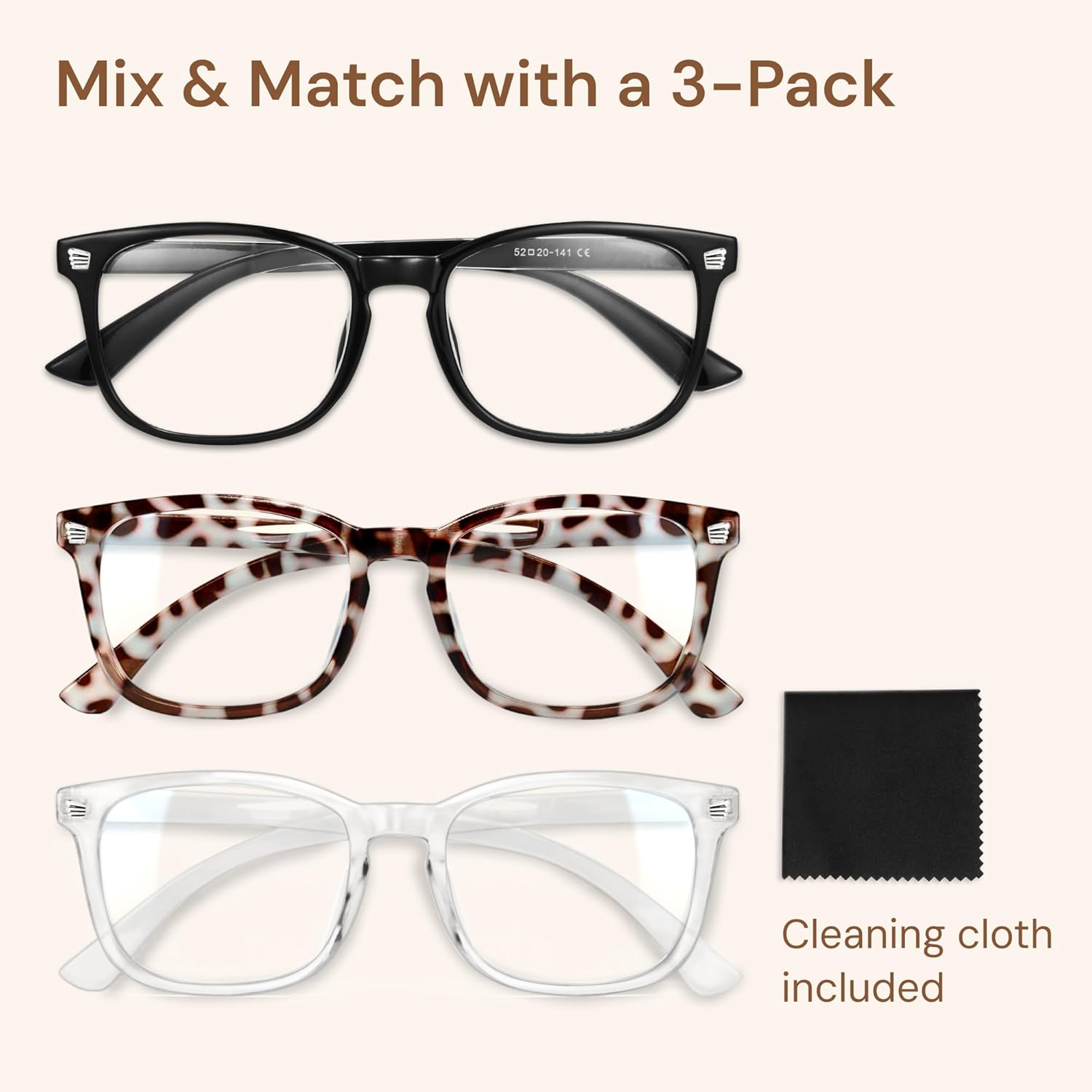 Gaoye Stylish Blue Light Glasses for Woman - Computer Glasses for Blue Light Blocking - Lightweight Frames - 3 pack - Image 7