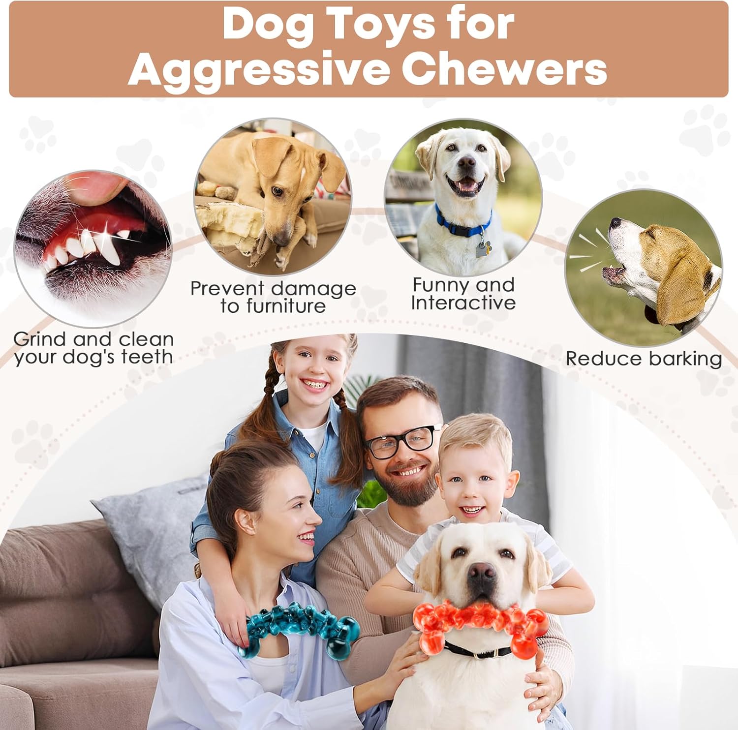 Dog Chew Toys for Aggressive Chewers - 2 Pack Indestructible Teeth Cleaning Chew Toys to Keep Them Busy for Medium & Large Dogs - Image 5