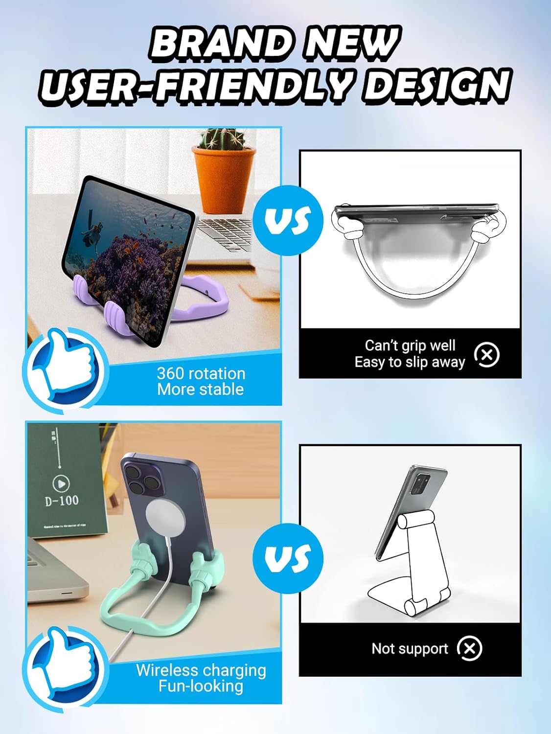 Easter Basket Stuffers for Teens Girls Kids Gifts Cell Phone Stand: UPGRADE Adjustable Thumbs Up Lazy Phone Holder for Desk Fun Gadgets Teenager Boys Women Adults Essentials Easter Gifts Trendy Stuff - Image 5