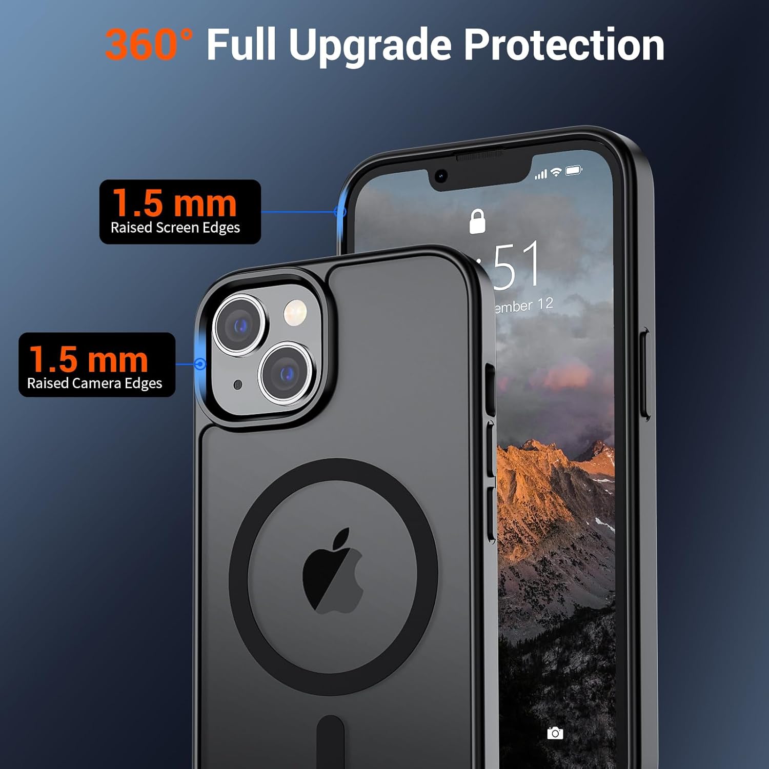 SUPFINE Magnetic for iPhone 15 Case (Compatible with MagSafe) (Military Grade Drop Protection) Translucent Matte Shockproof Phone Cover, Black - Image 4
